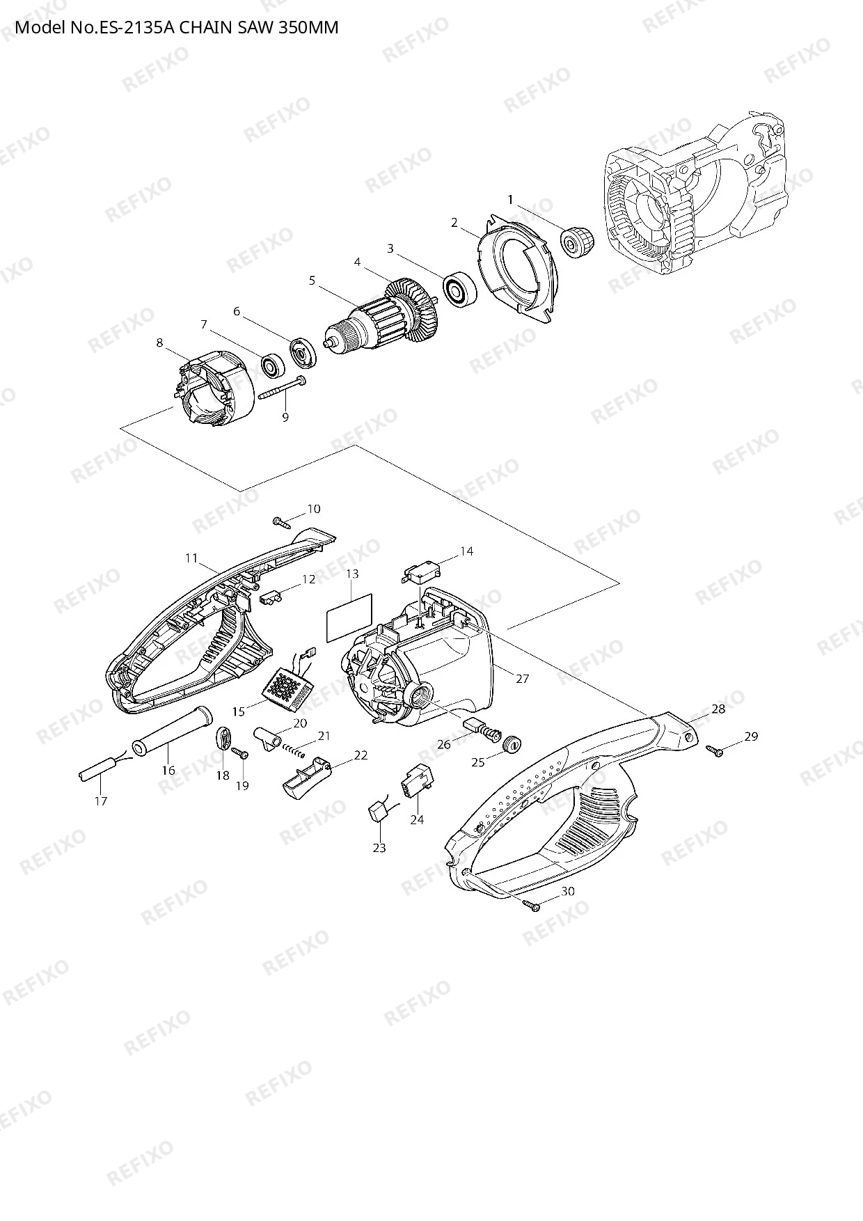Деталировка MAKITA ES 2135A — схема запчастей в разборе