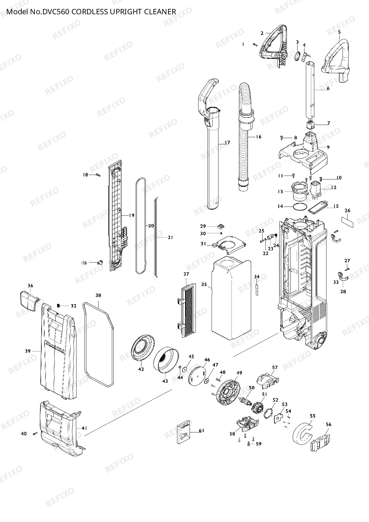 Деталировка MAKITA DVC560 — схема запчастей в разборе