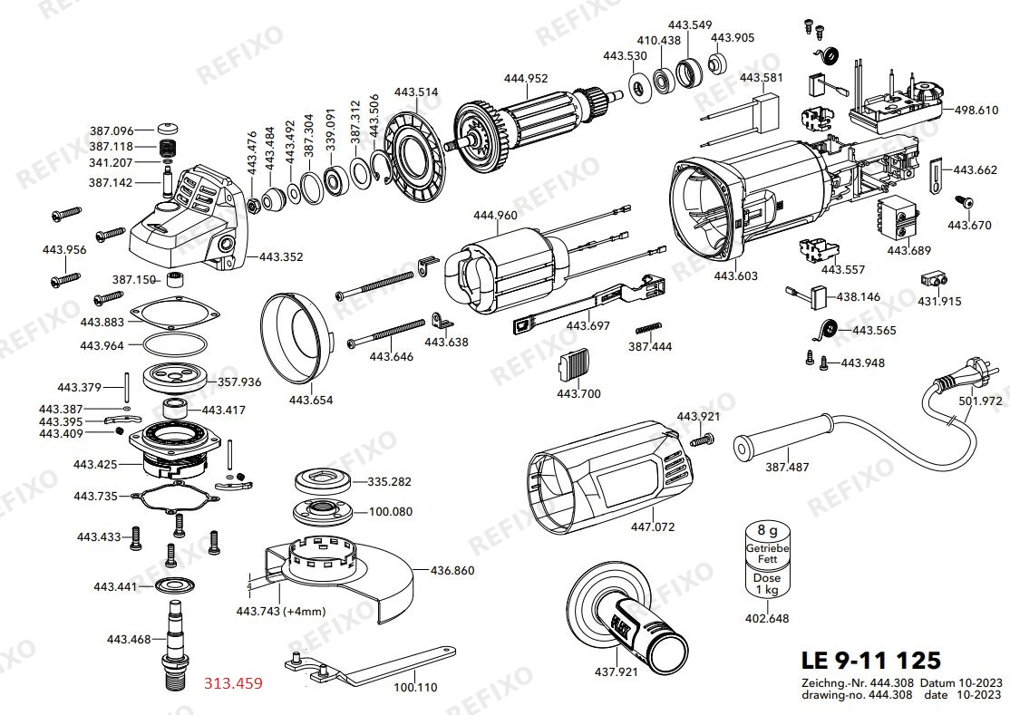 Деталировка Flex LE 9-11 125 230CEE — схема запчастей в разборе