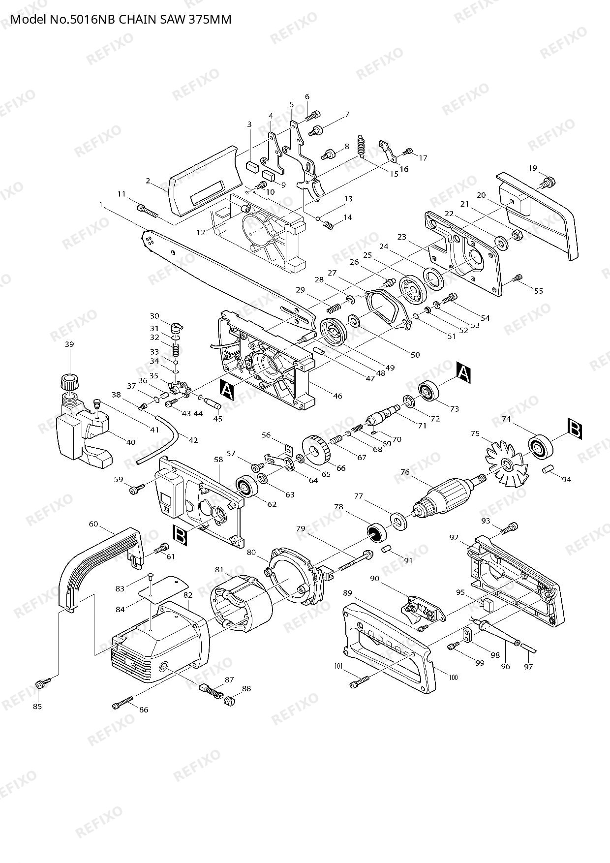 Деталировка MAKITA 5016NB — схема запчастей в разборе
