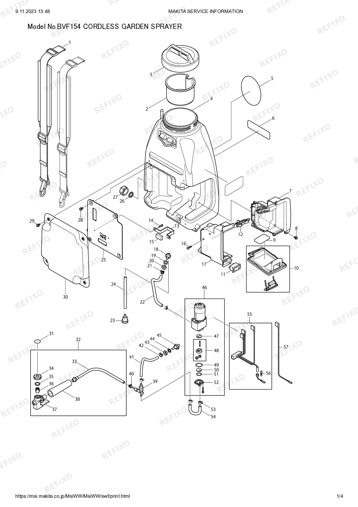 Деталировка MAKITA BVF154 — схема запчастей в разборе