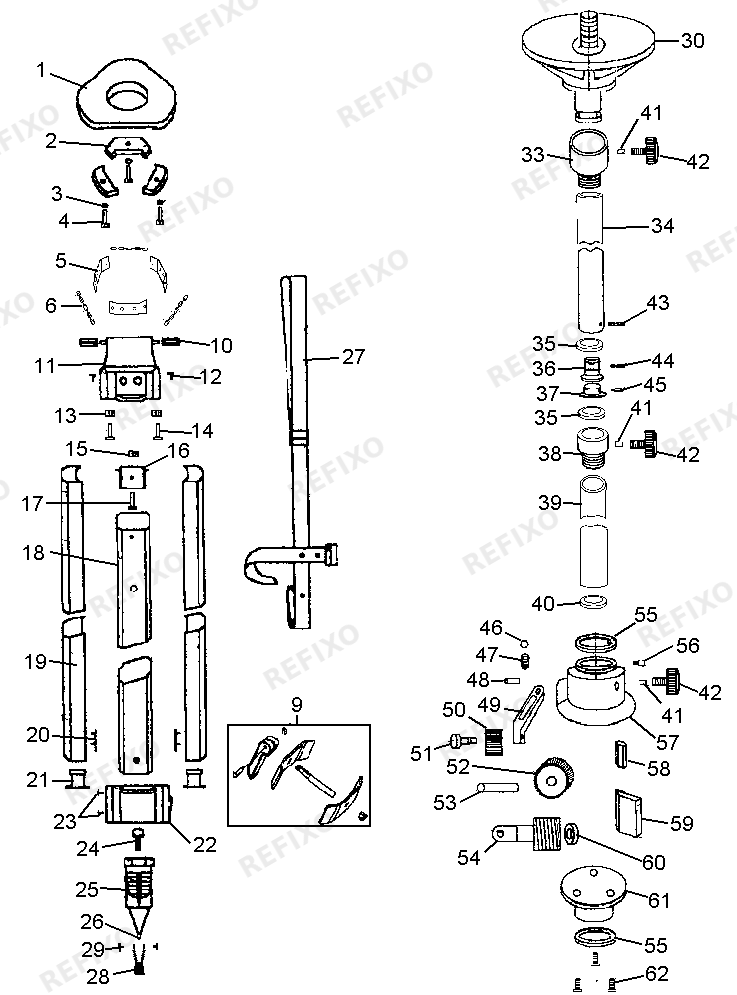 Деталировка DeWalt DE0735-XJ TYPE 1 STATIV DE0735-XJ DE0735 — схема запчастей в разборе