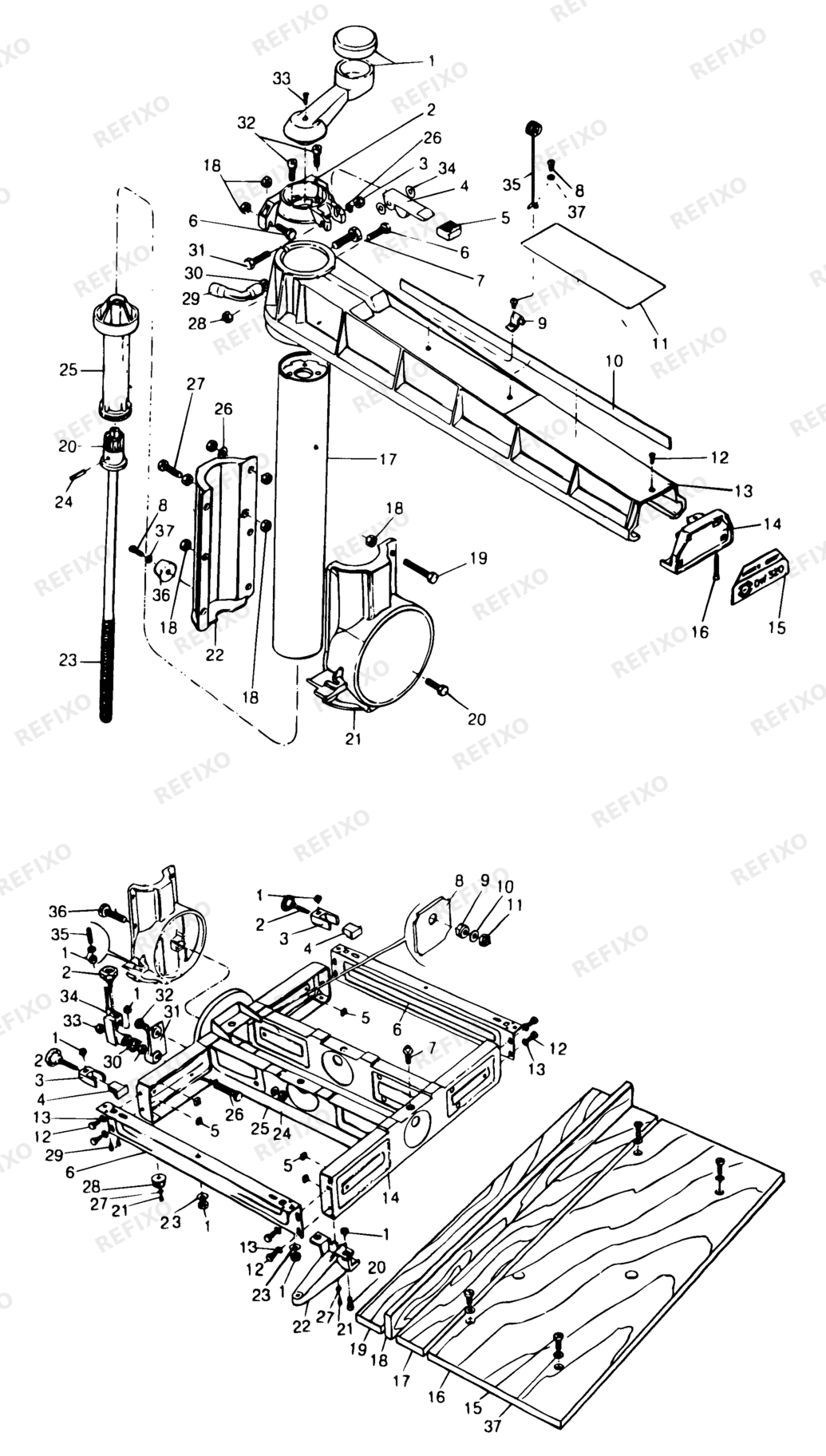 Деталировка DeWalt DW320-----A-XJ TYPE 1 RADIALKREISSÄGE DW320-----A-XJ DW320-----A — схема запчастей в разборе