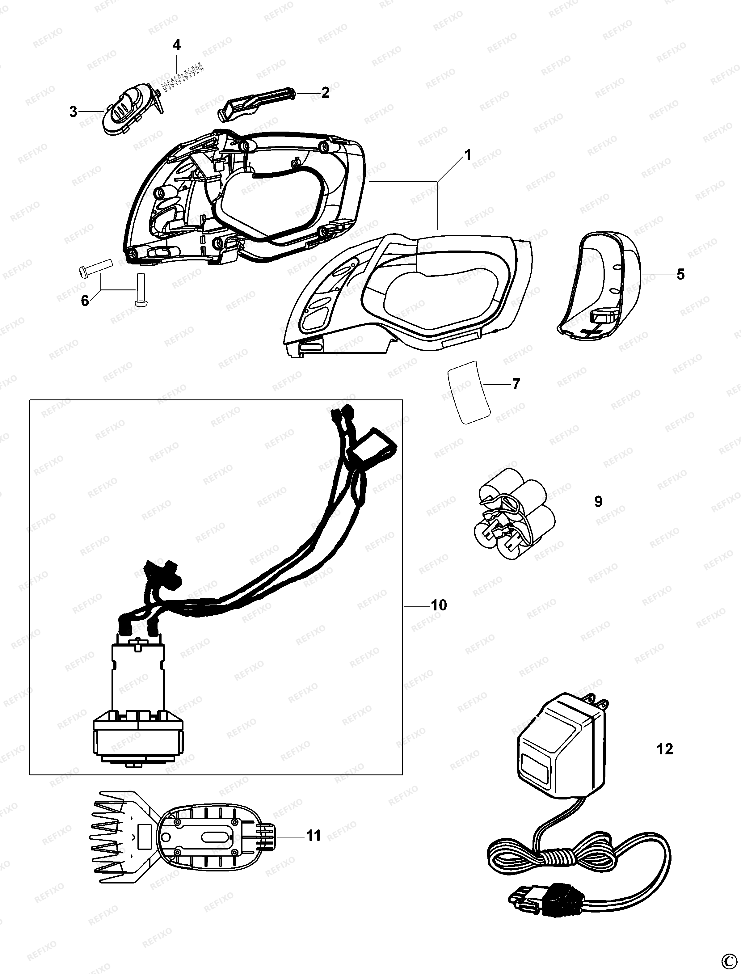 Black&Decker АККУМУЛЯТОРНЫЕ НОЖНИЦЫ ПО МЕТАЛЛУ GL602 — схема запчастей