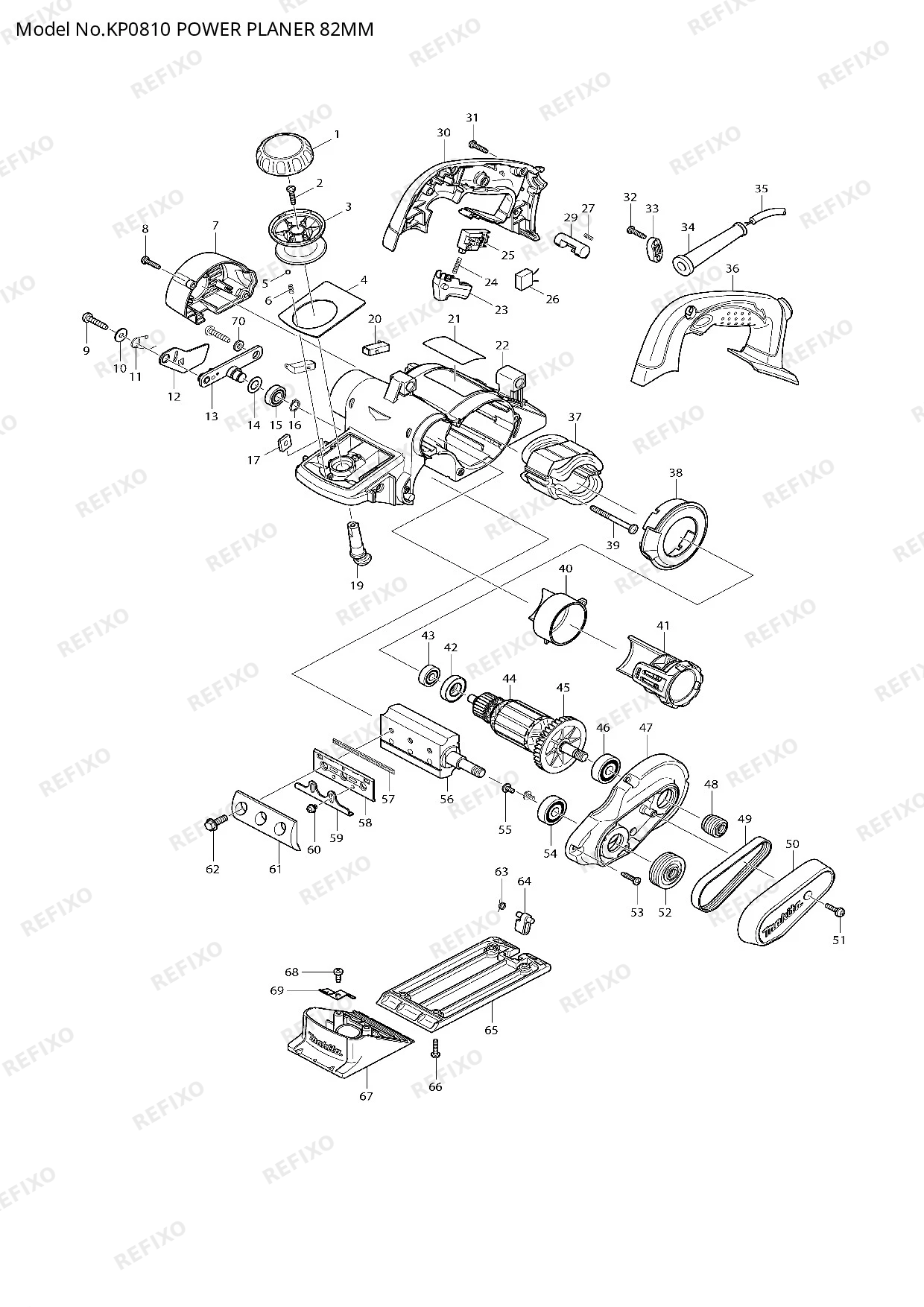 Деталировка MAKITA KP0810 — схема запчастей в разборе