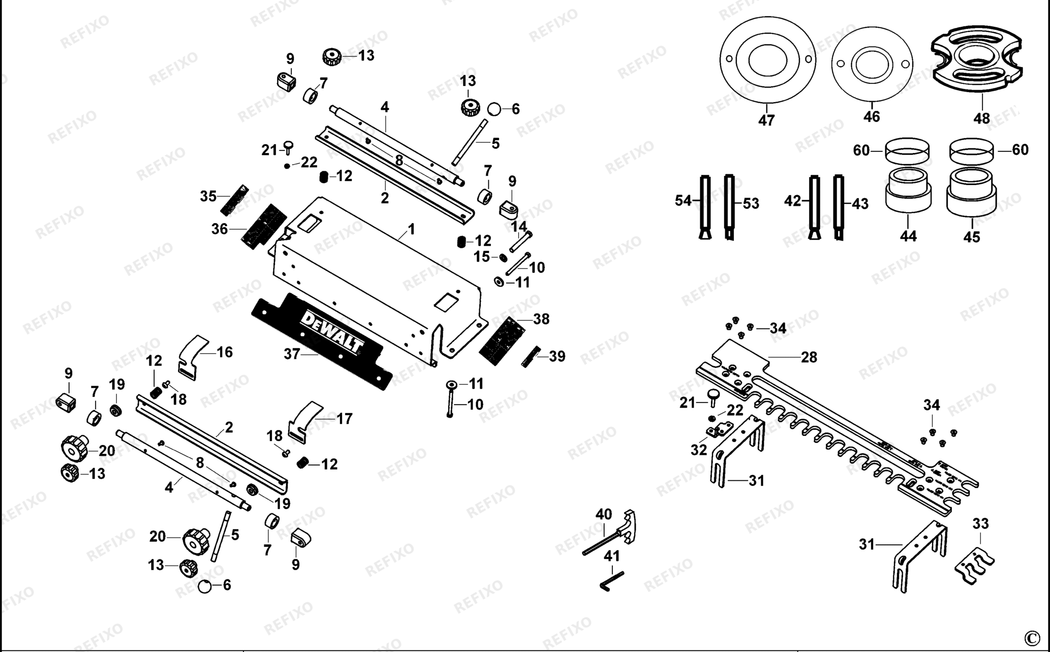 Деталировка DeWalt DE6210-QS TYPE 1 SCHWALB.SCHWANZHALT. DE6210-QS DE6210 — схема запчастей в разборе