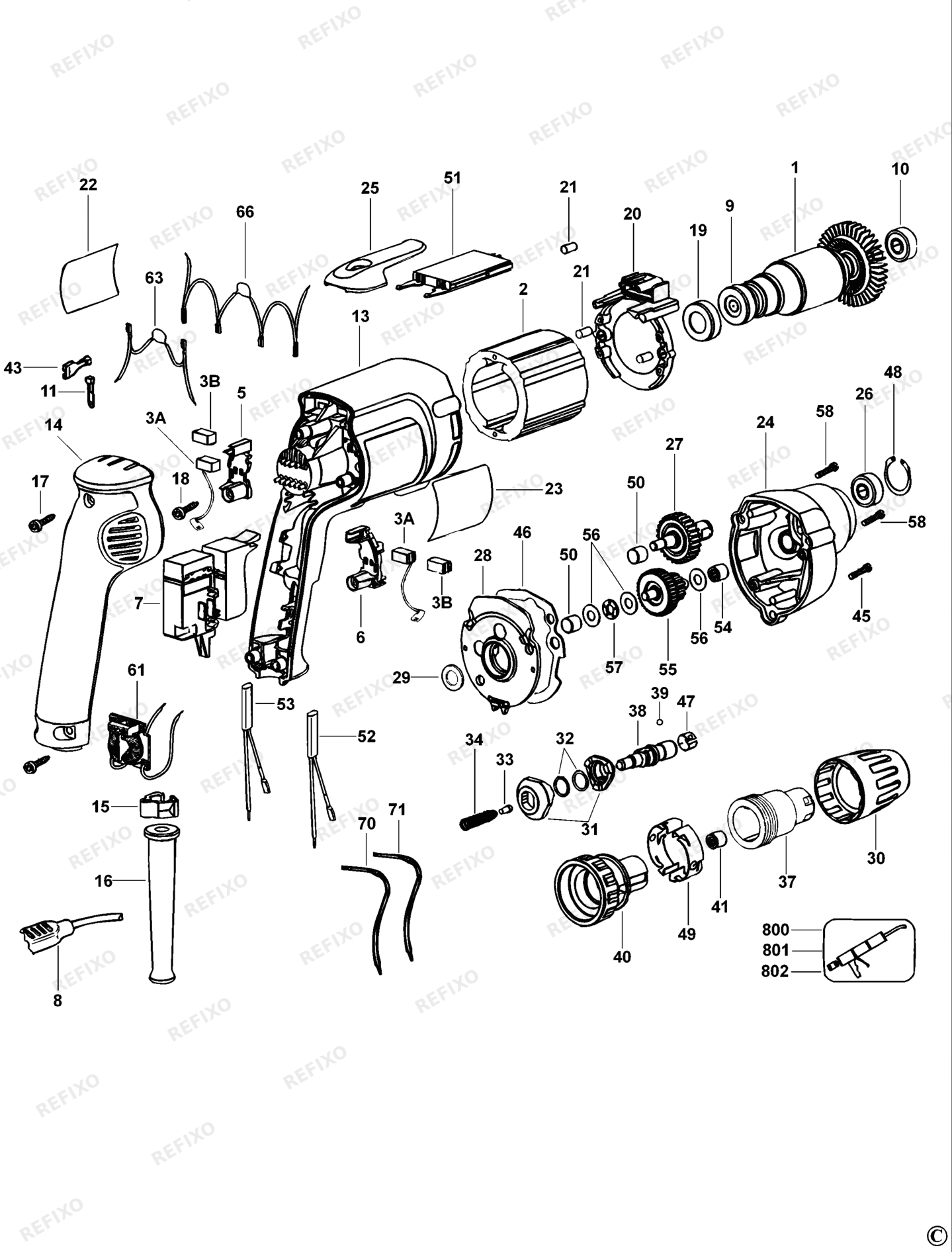 Деталировка DeWalt DW266-XJ TYPE 1 SCHRAUBENDREHER DW266-XJ DW266 — схема запчастей в разборе