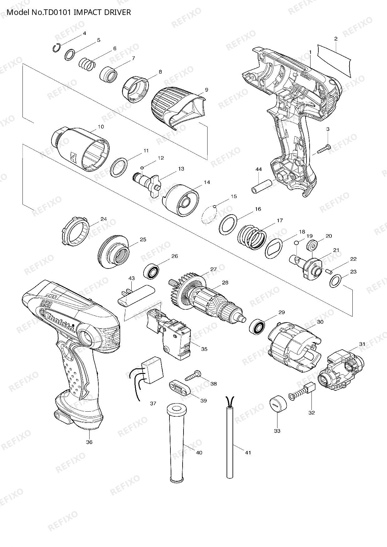 Деталировка MAKITA TD0101 — схема запчастей в разборе