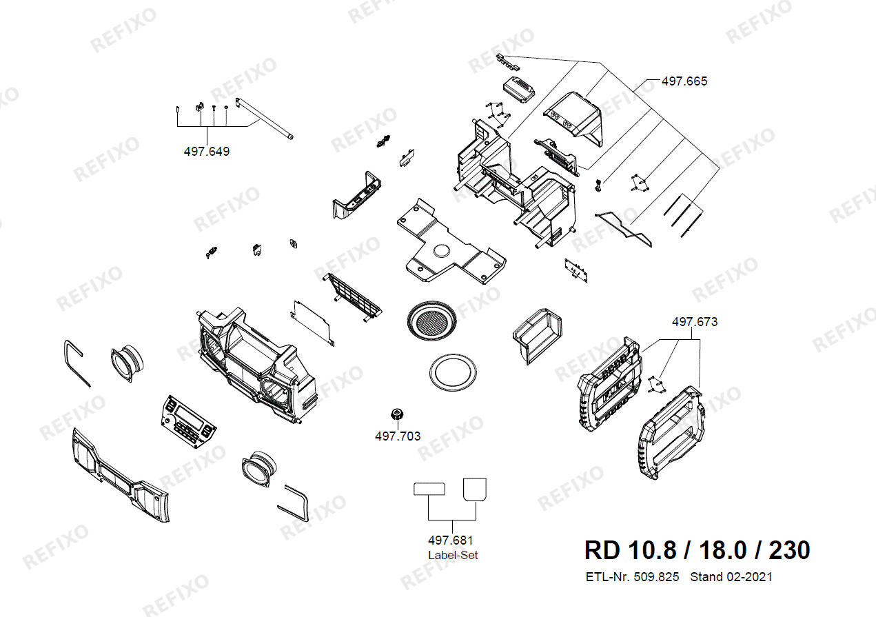 Деталировка Flex RD 10.818.0230 — схема запчастей в разборе