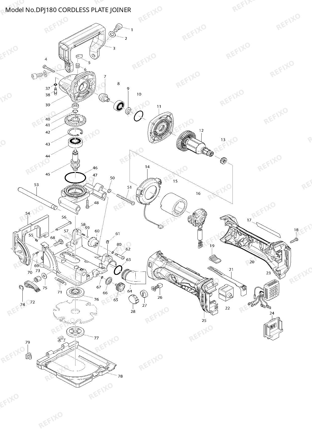 Деталировка MAKITA DPJ180 — схема запчастей в разборе