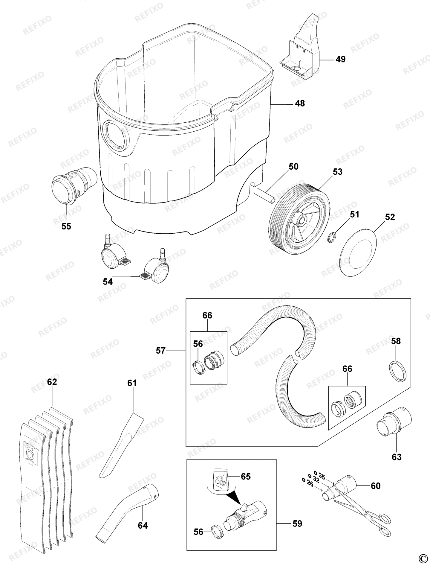 Деталировка DeWalt D27901-QS TYPE 1 VACUUM EXTRACTOR D27901-QS D27901 — схема запчастей в разборе