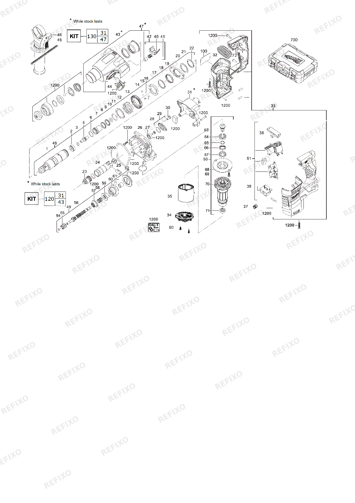 Деталировка MILWAUKEE HD18H 402C IN2 4933443468 4000467619 — схема запчастей в разборе