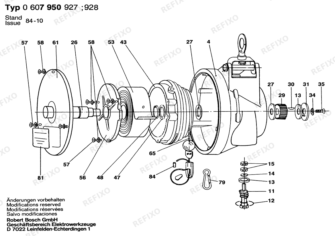 Деталировка Bosch Federzug BPT (0 607 950 928) — схема запчастей в разборе