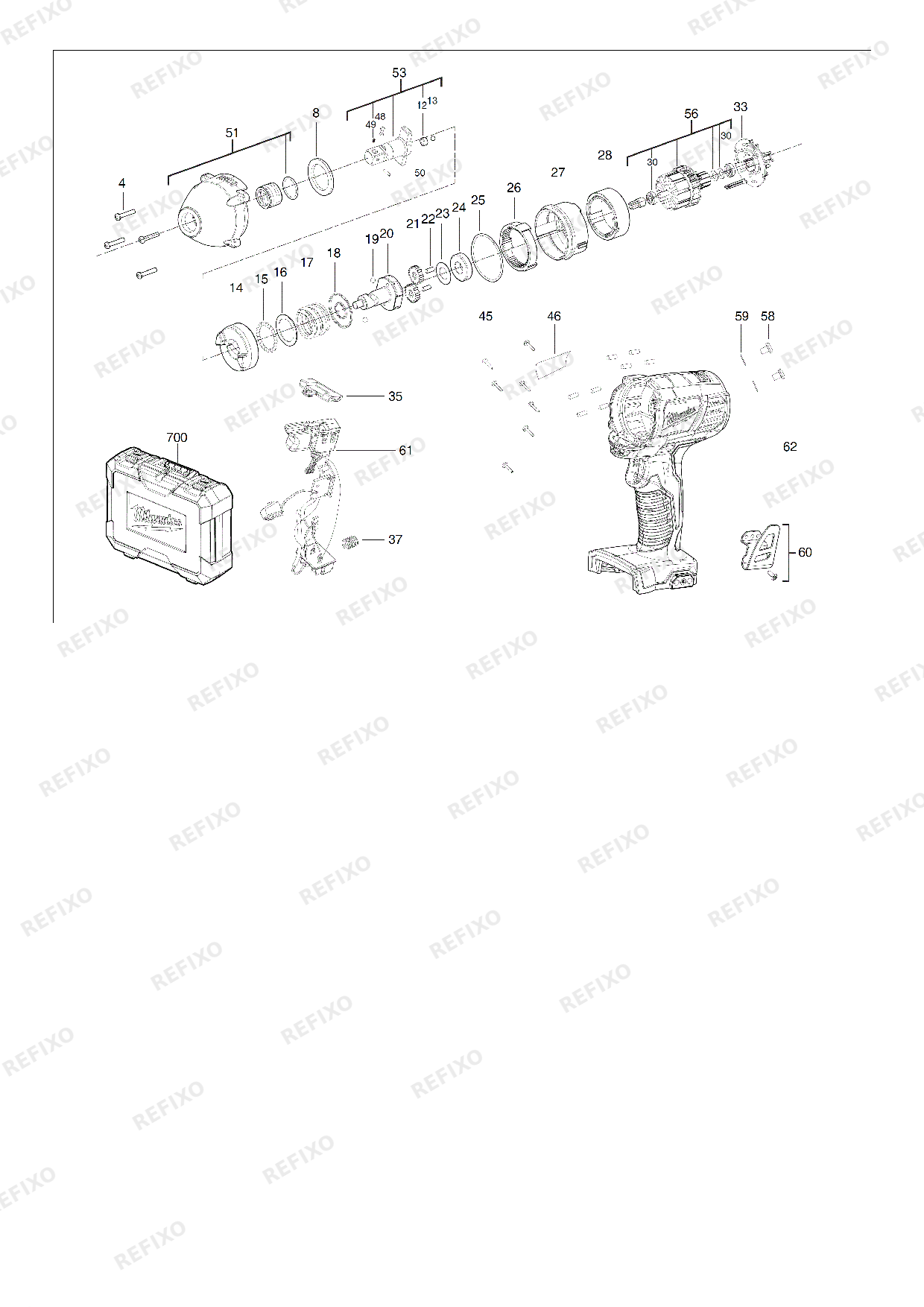 Деталировка MILWAUKEE M18BIW12 0 4933443590 4000443591 — схема запчастей в разборе