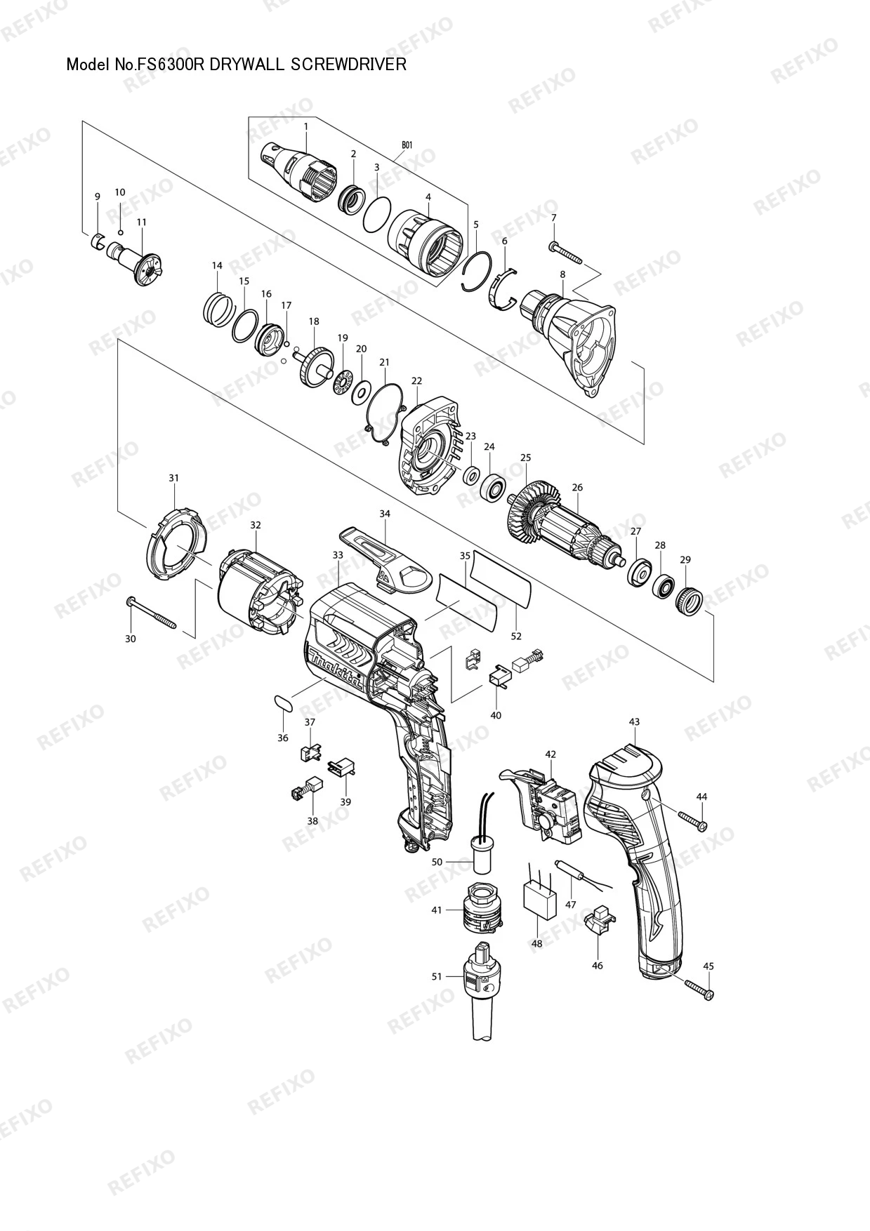 Деталировка MAKITA FS6300R — схема запчастей в разборе