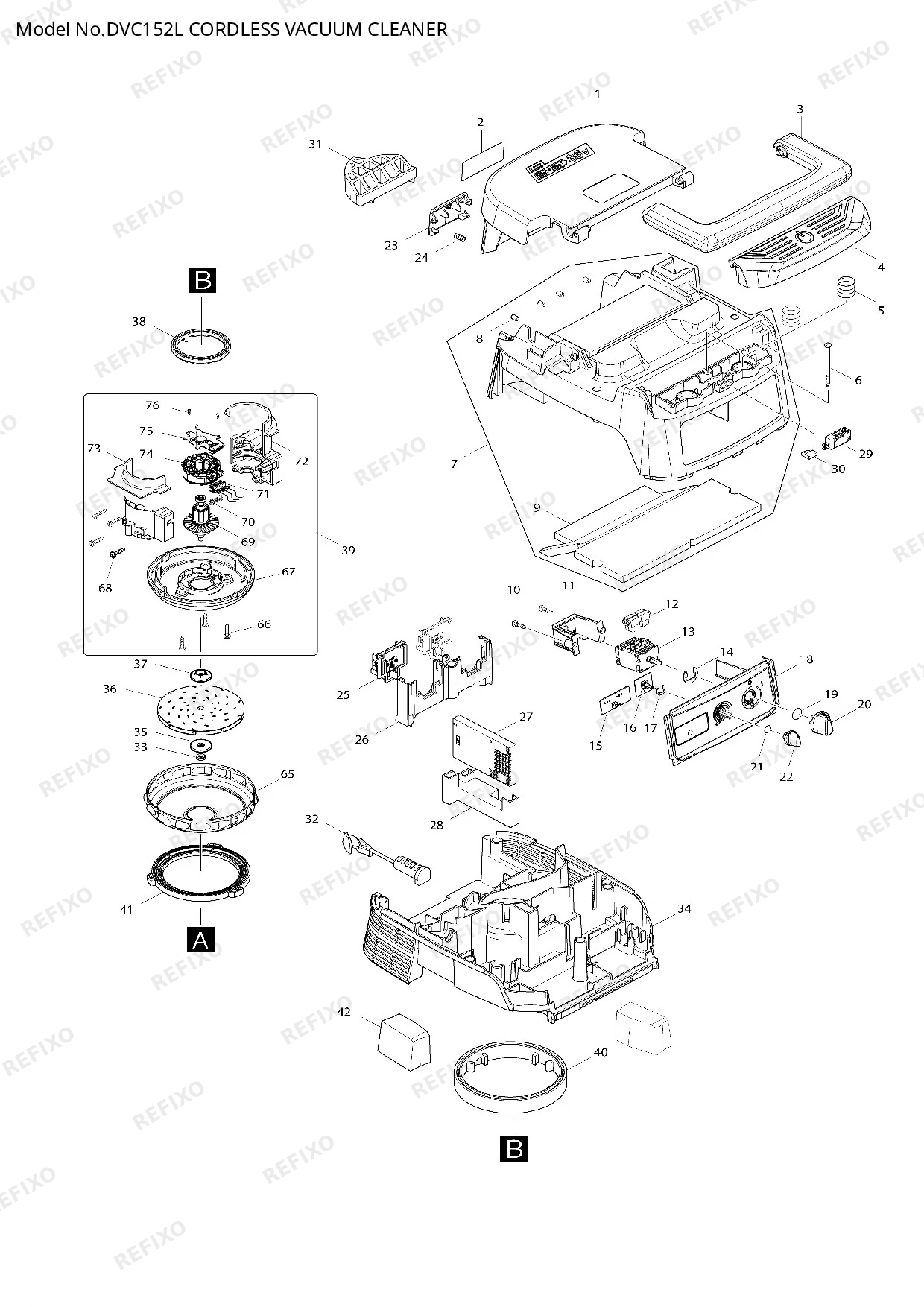 Деталировка MAKITA DVC154L — схема запчастей в разборе