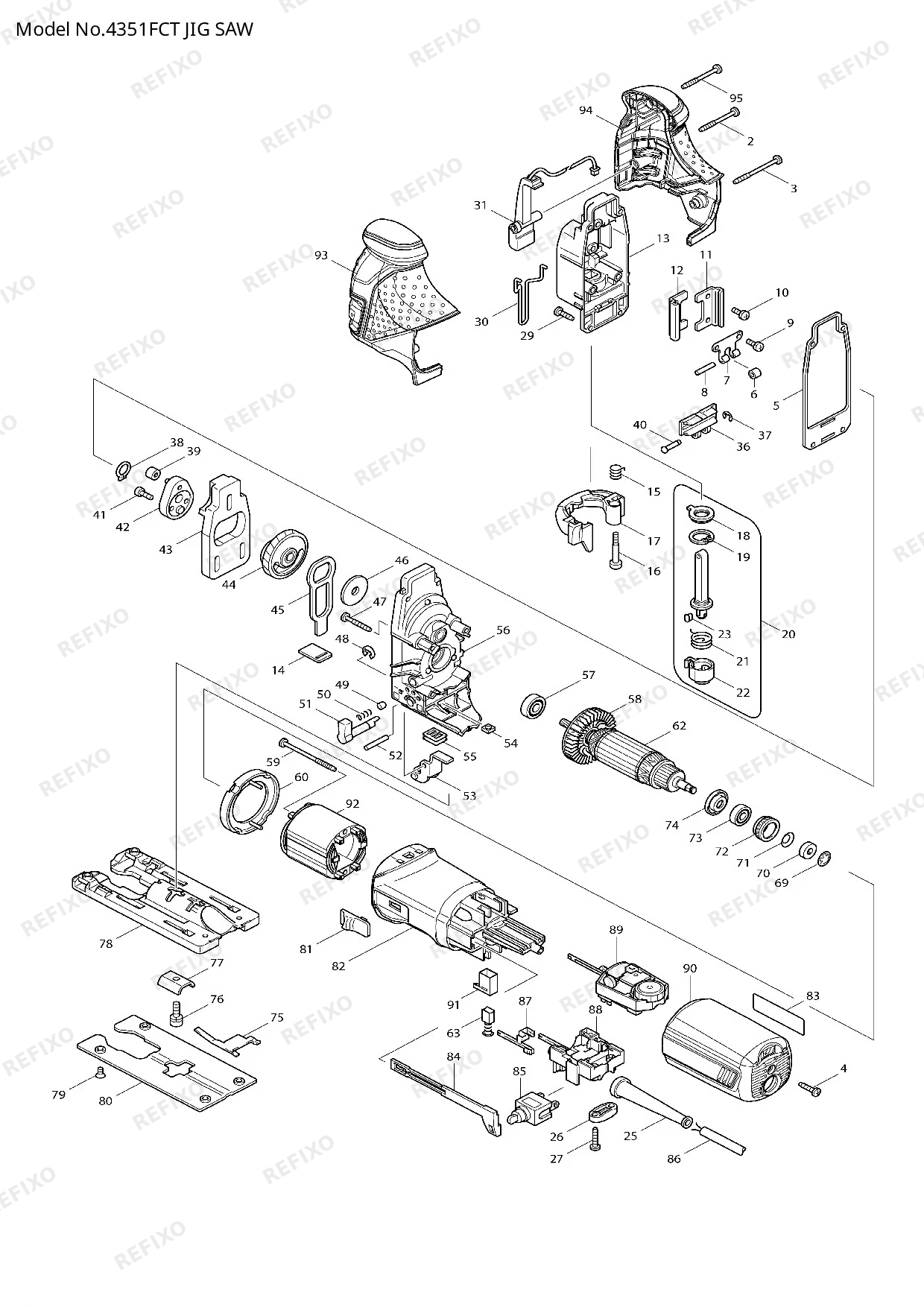 Деталировка MAKITA 4351FCT — схема запчастей в разборе