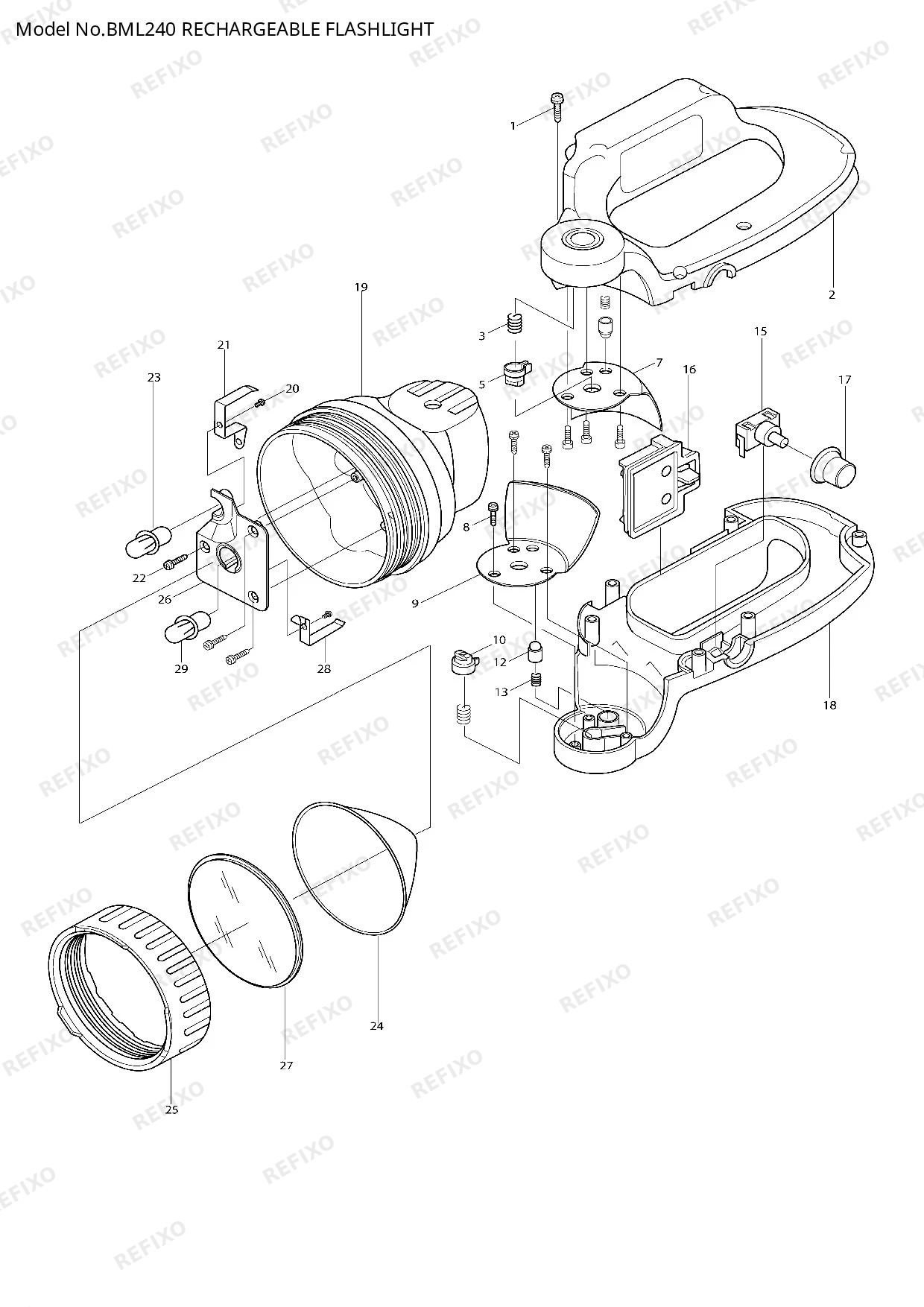 Деталировка MAKITA BML240 — схема запчастей в разборе