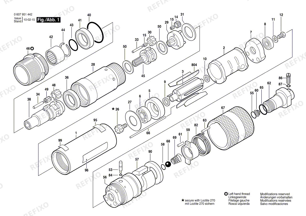 Деталировка Bosch Einbaumotor 370 WATT-SERIE (0 607 951 442) — схема запчастей в разборе