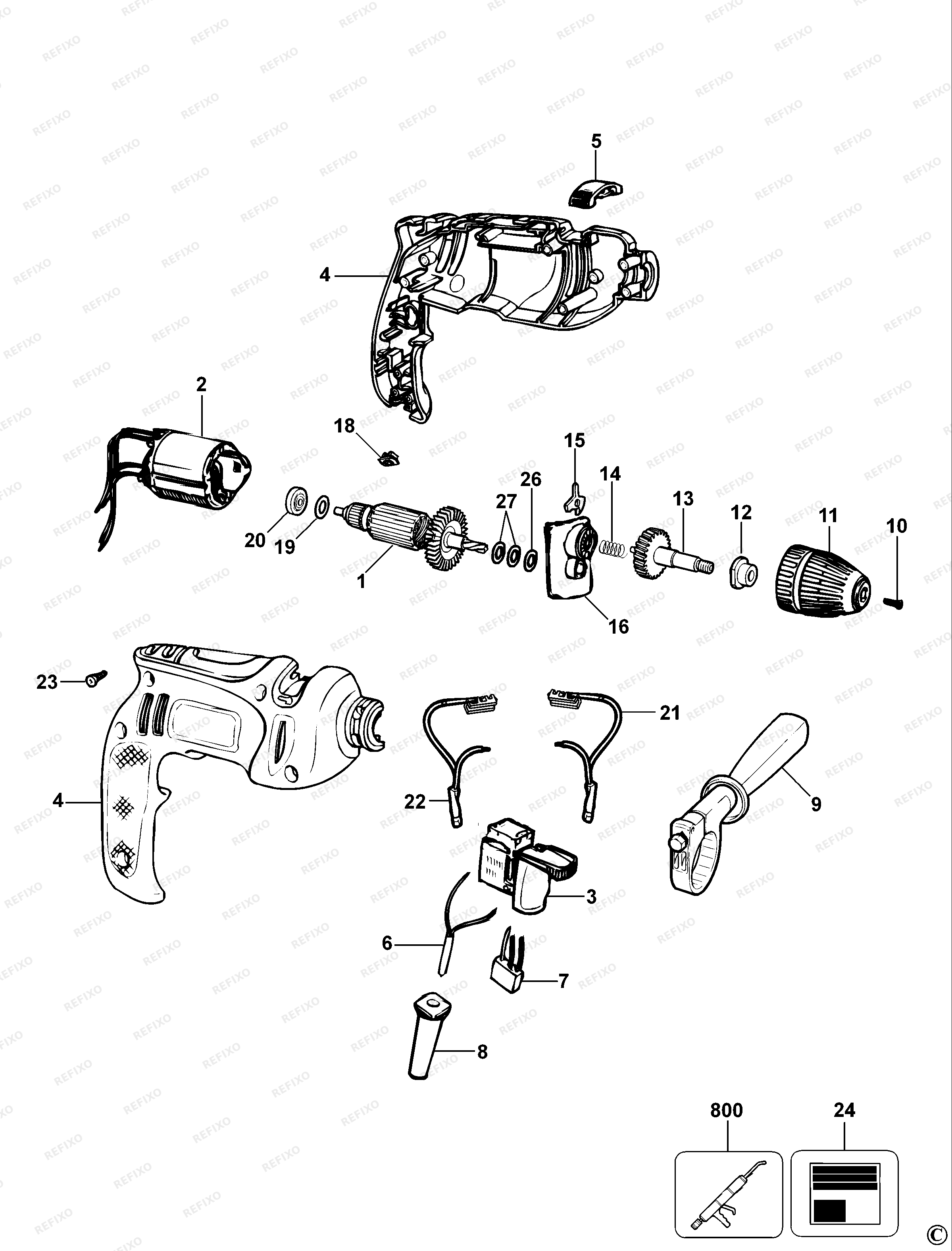 Black&Decker ДРЕЛЬ AST1XC — схема запчастей
