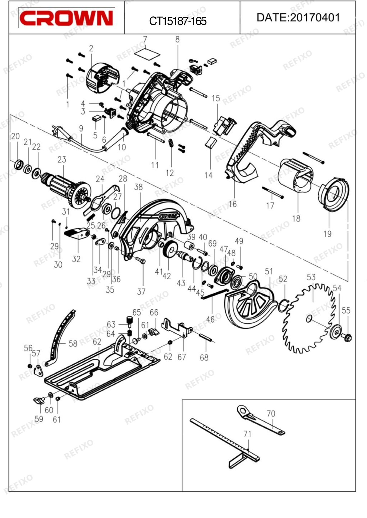 Деталировка CROWN CT15187 165 — схема запчастей в разборе