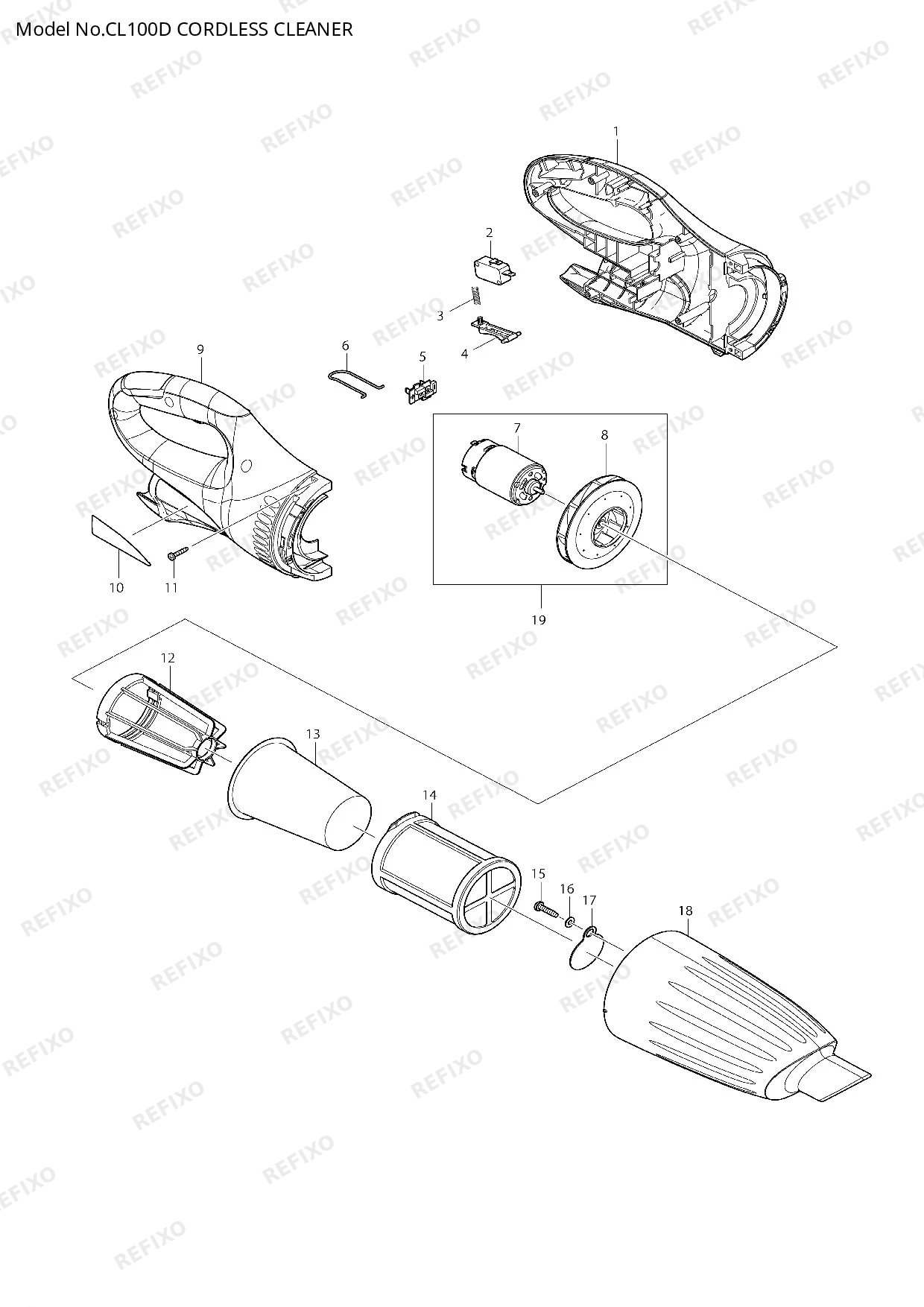 Деталировка MAKITA CL100D — схема запчастей в разборе