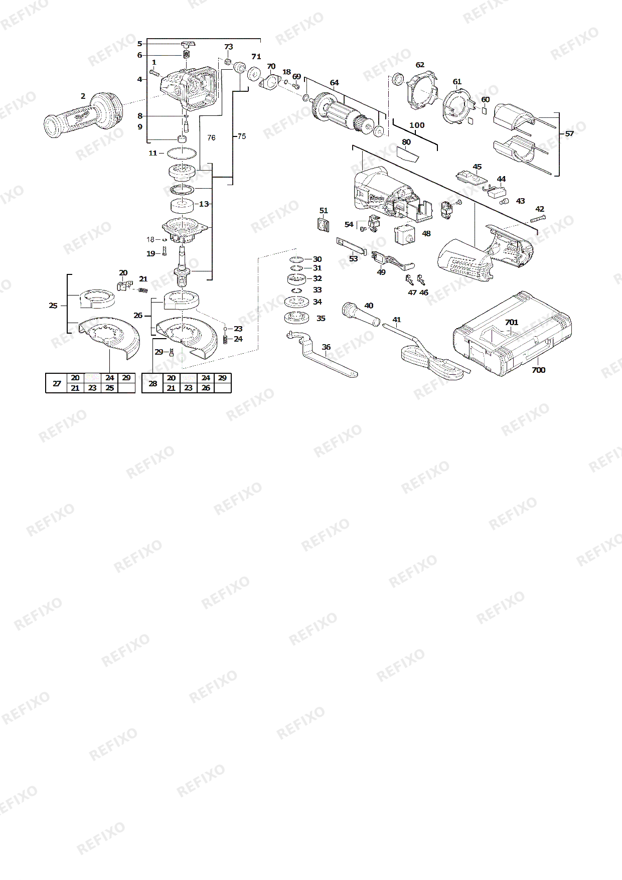 Деталировка MILWAUKEE AGV12 125X 4933428085 4000458618 — схема запчастей в разборе
