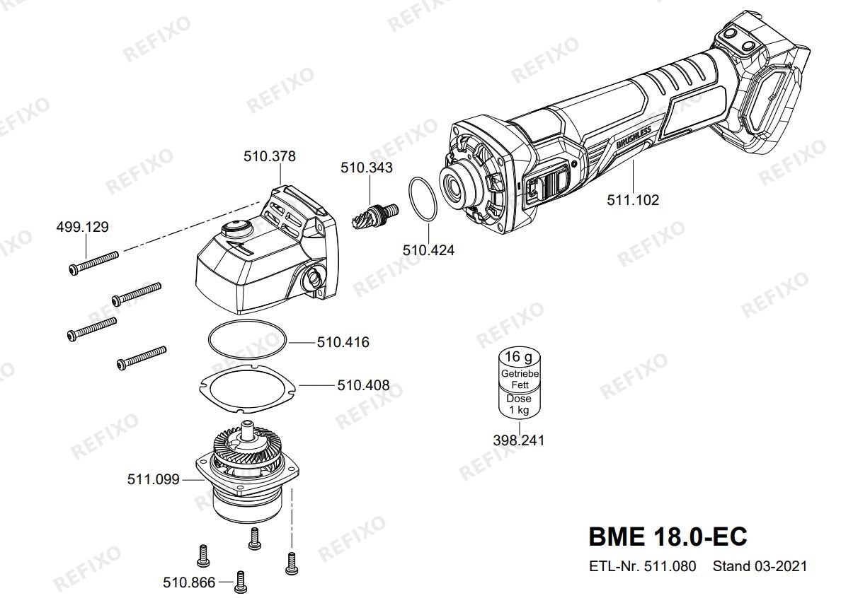 Деталировка Flex BME 18.0-EC C — схема запчастей в разборе