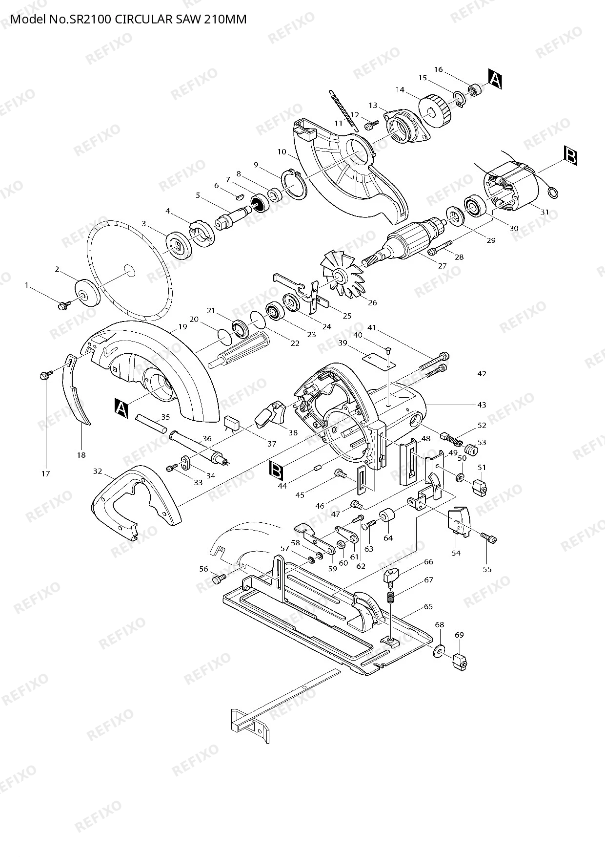 Деталировка MAKITA SR2100 — схема запчастей в разборе