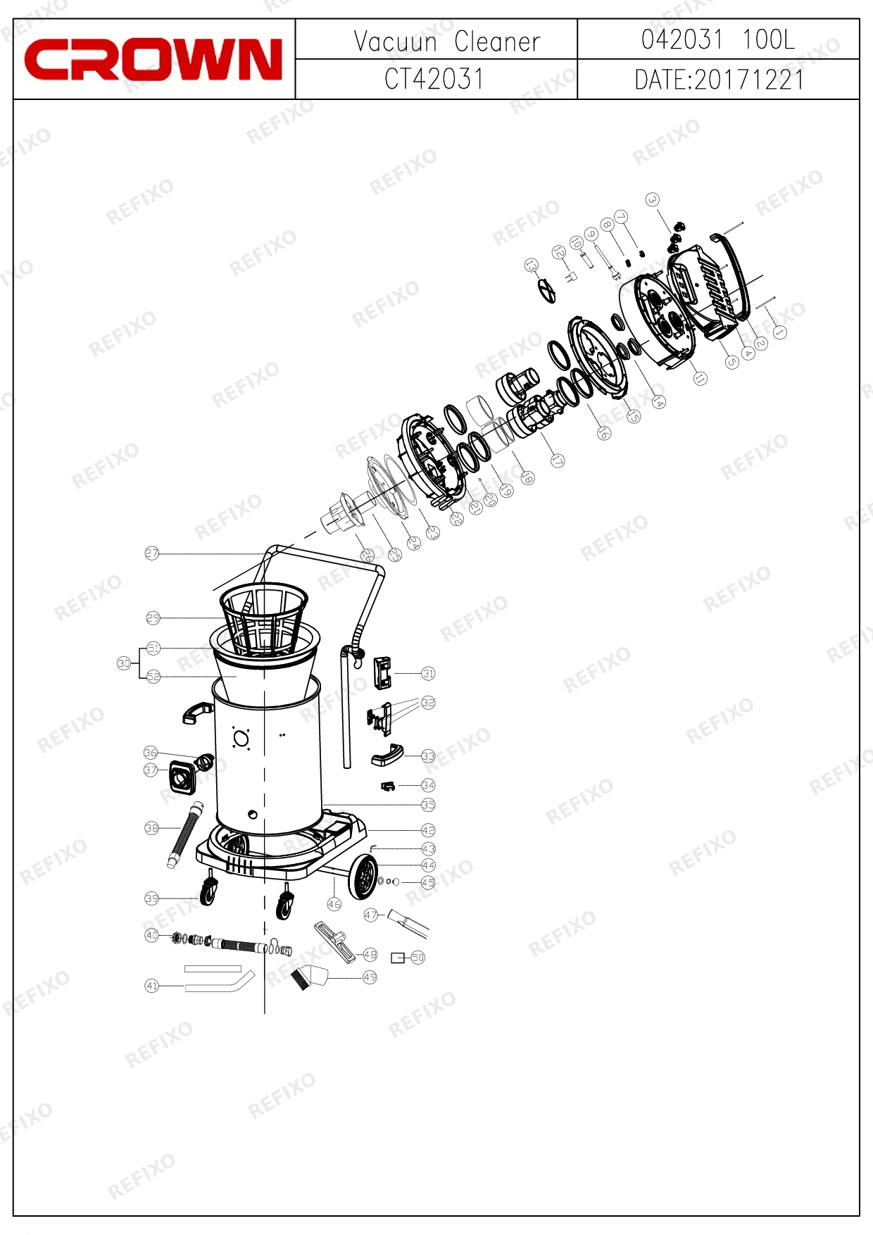 Деталировка CROWN CT42031 — схема запчастей в разборе