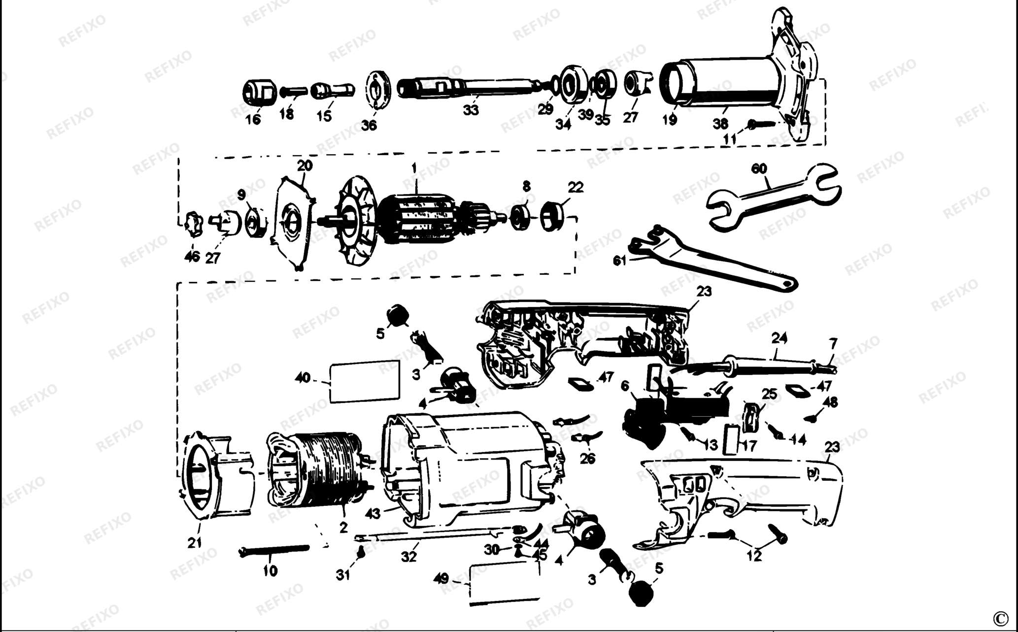 Деталировка DeWalt DW888-XJ TYPE 2 FORMSCHLEIFER DW888-XJ DW888 — схема запчастей в разборе