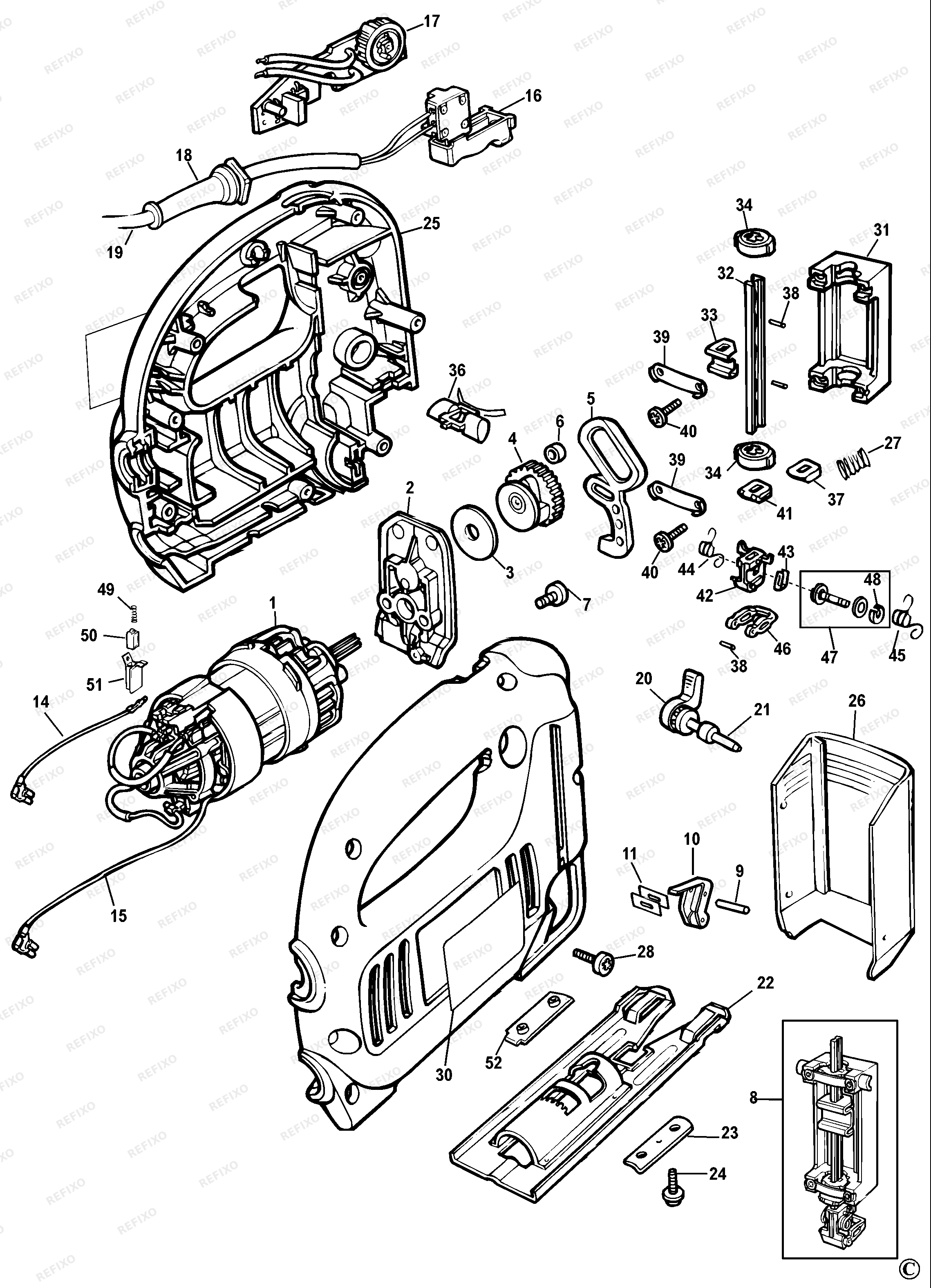 Black&Decker ЛОБЗИК 374457 — схема запчастей