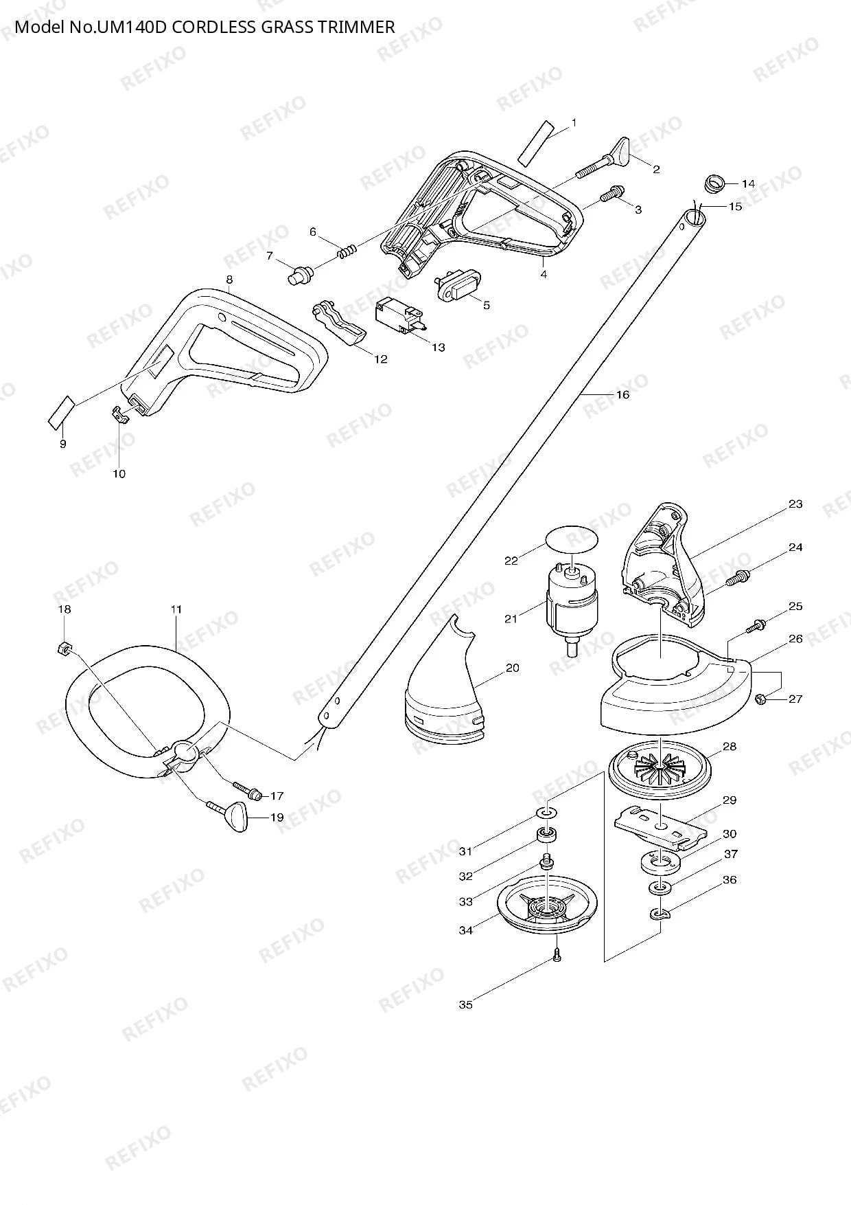 Деталировка MAKITA UM140D — схема запчастей в разборе