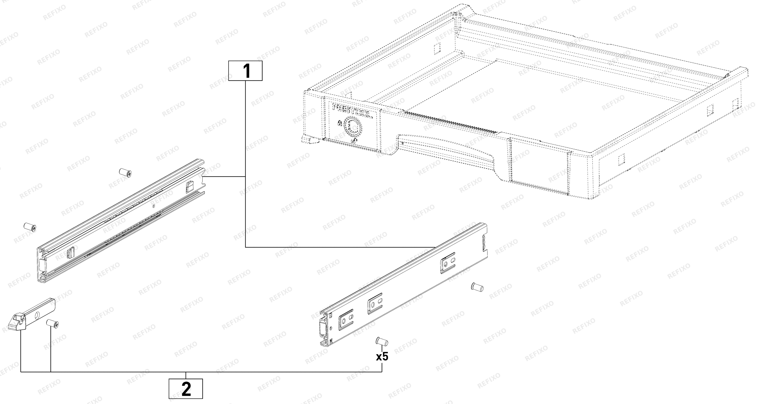 Деталировка Festool Auszug SYS-AZ 500692 — схема запчастей в разборе
