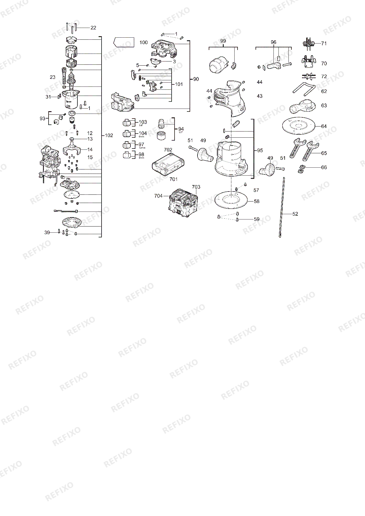 Деталировка MILWAUKEE M18FR12 0P 4933493304 4000497381 — схема запчастей в разборе