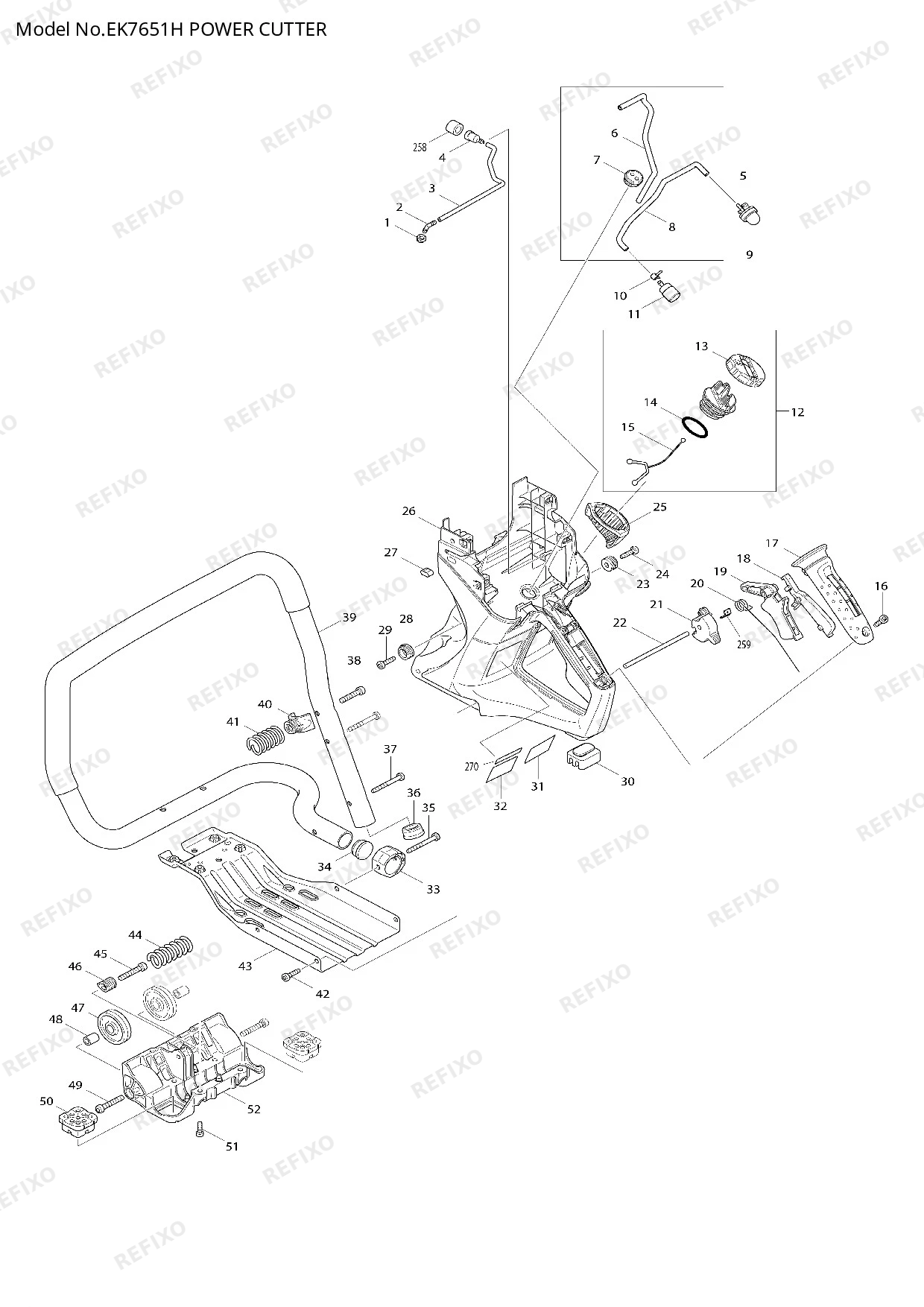 Деталировка MAKITA EK7651H — схема запчастей в разборе