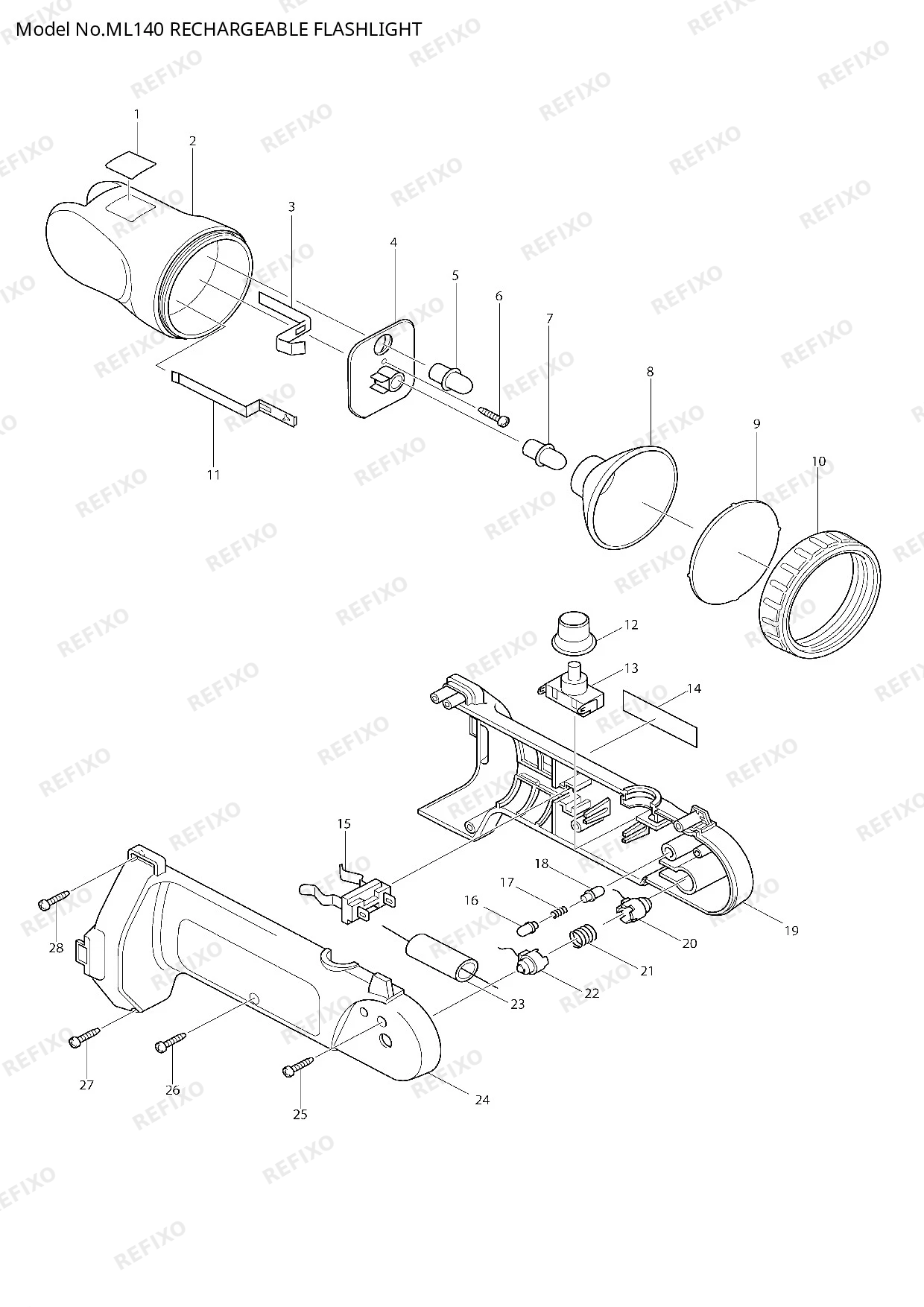 Деталировка MAKITA ML140 — схема запчастей в разборе