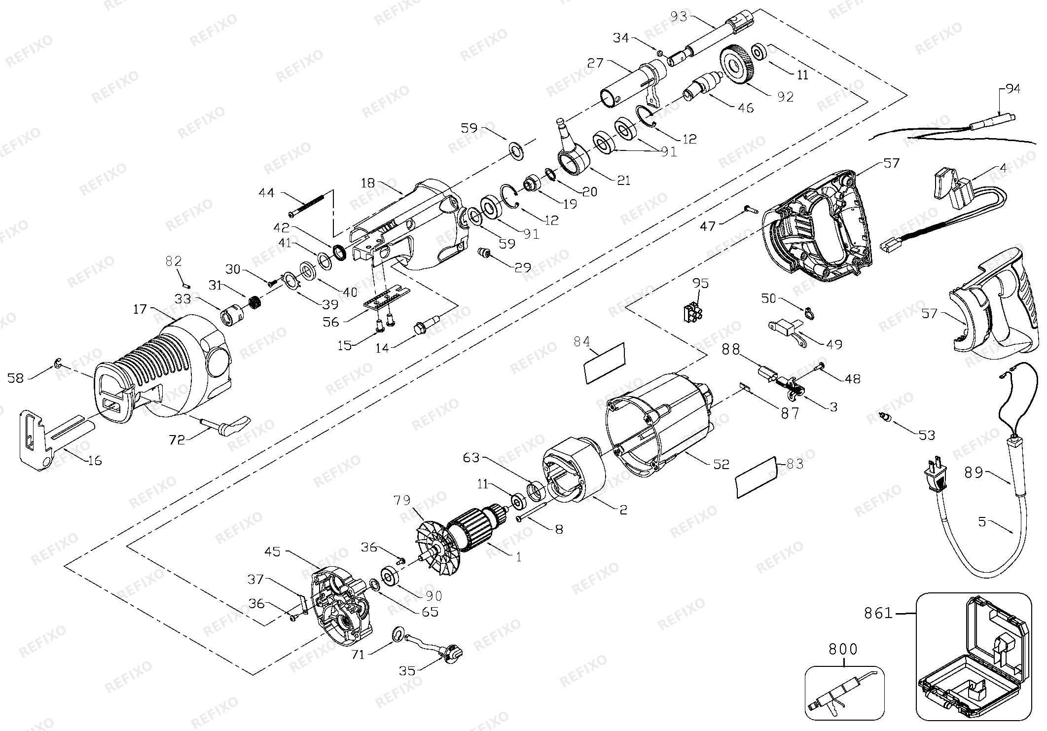 Деталировка DeWalt 331678-LX TYPE 1 Flex Recip Saw- 331678-LX 331678 — схема запчастей в разборе
