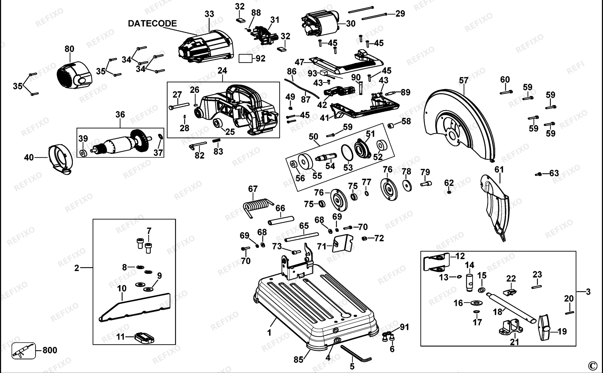 Деталировка DeWalt D28730-LX TYPE 1 SCHROTSÄGE D28730-LX D28730 — схема запчастей в разборе