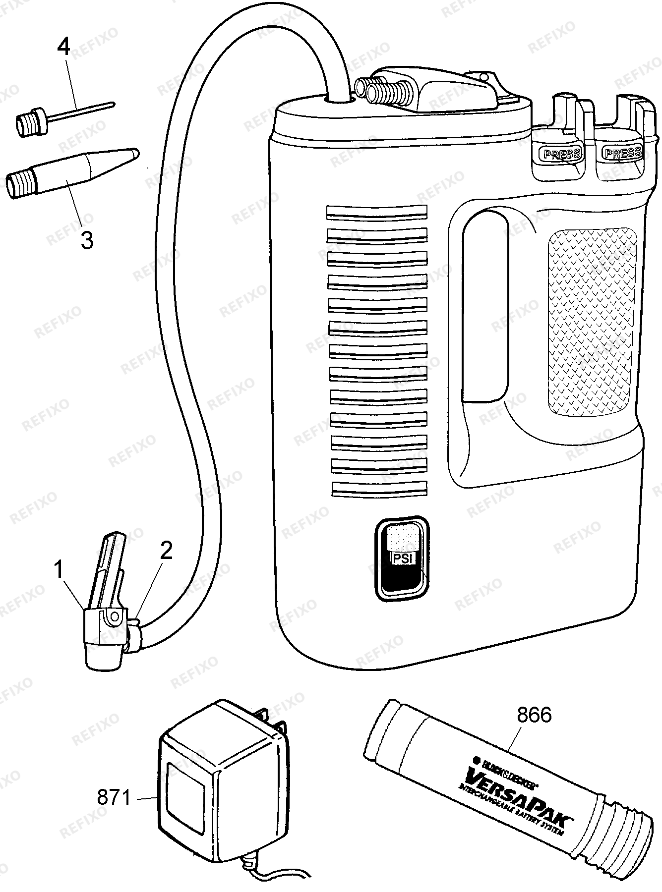 Black&Decker VERSAPAK AIR PUMP-EUROPE VP700 — схема запчастей
