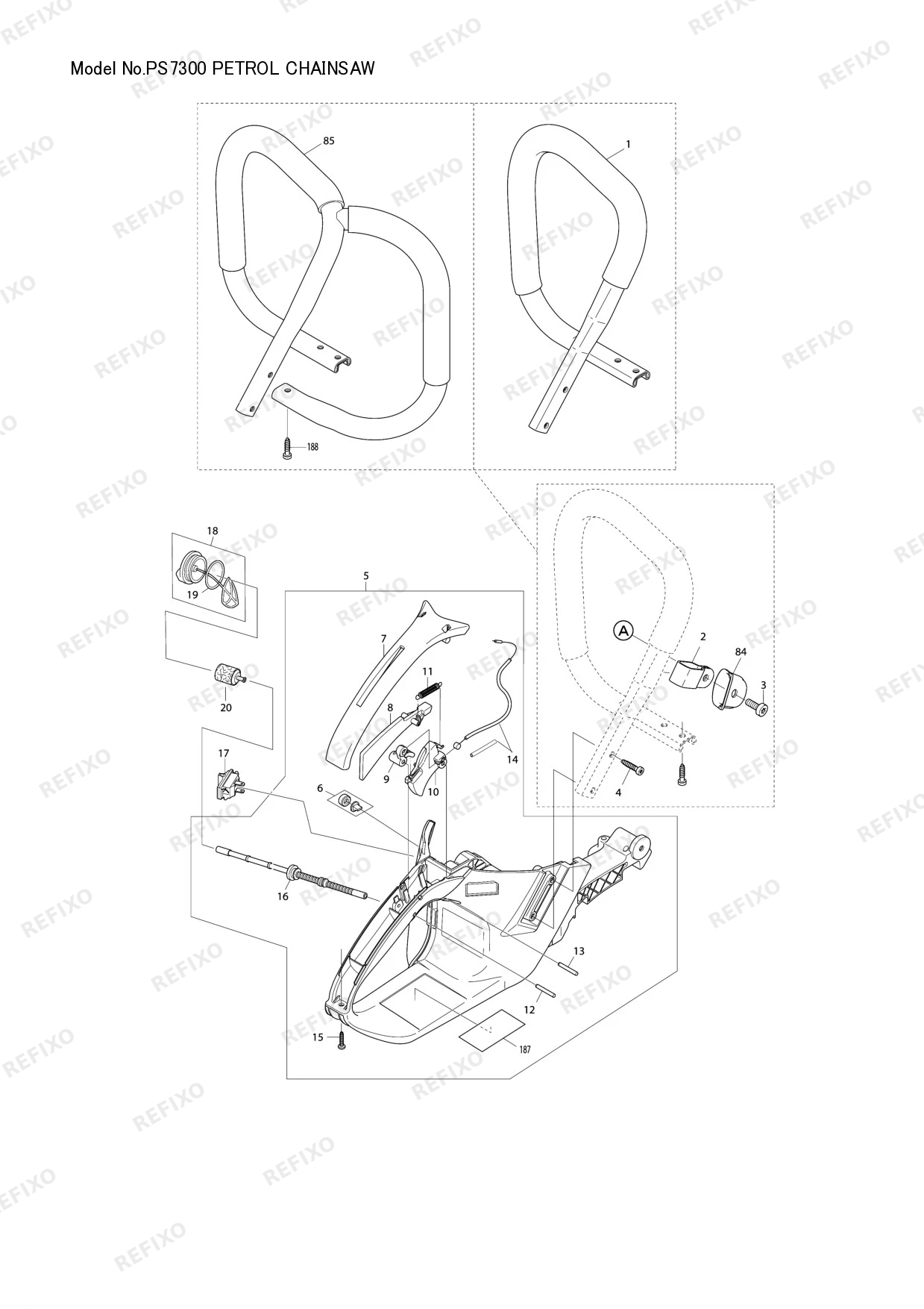 Деталировка MAKITA PS 7300 — схема запчастей в разборе