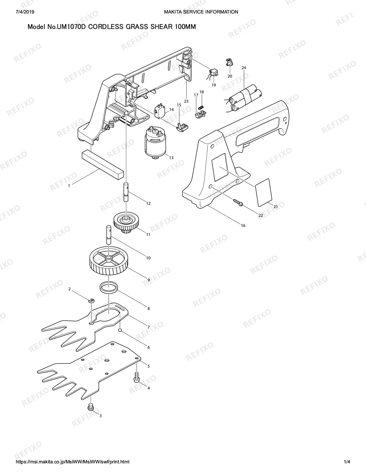 Деталировка MAKITA UM1070D — схема запчастей в разборе