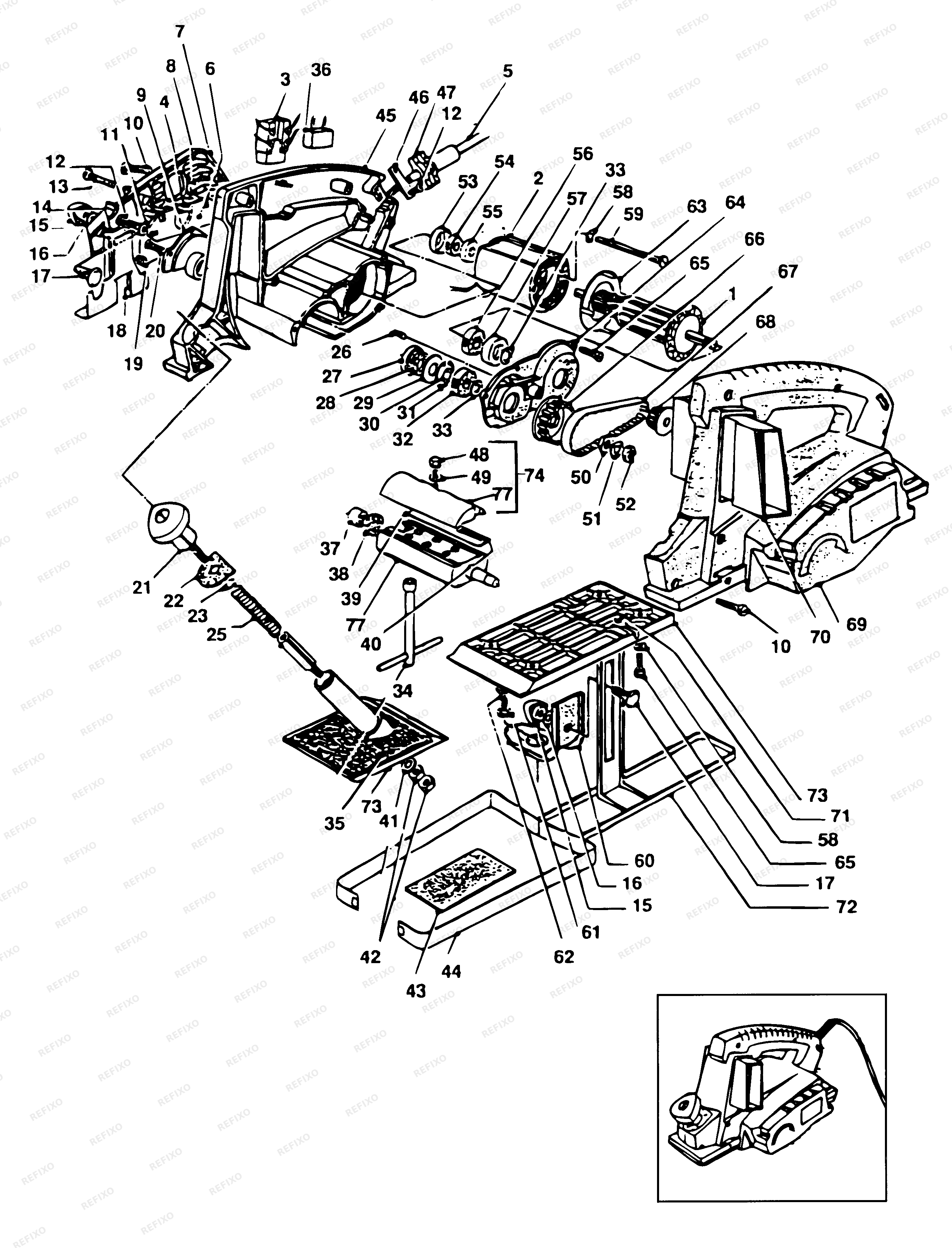 Black&Decker РУБАНОК P7103 — схема запчастей