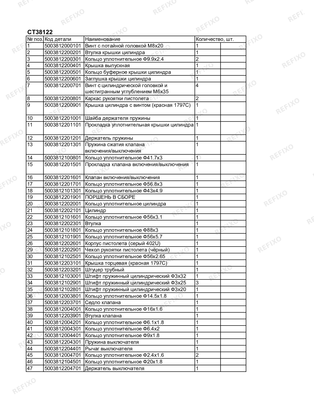 Деталировка CROWN CT38122 — схема запчастей в разборе