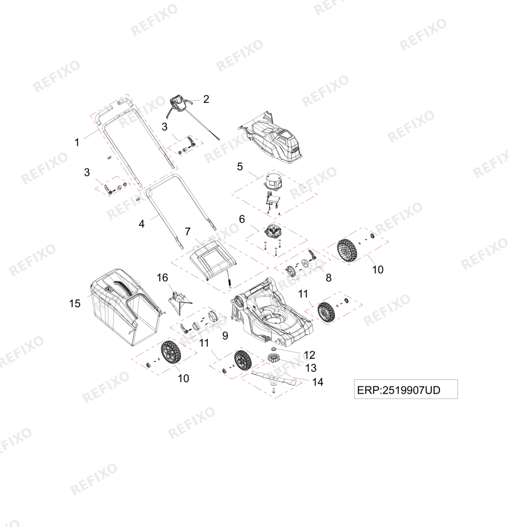 Деталировка Greenworks 2520907RU -Exploded view — схема запчастей в разборе
