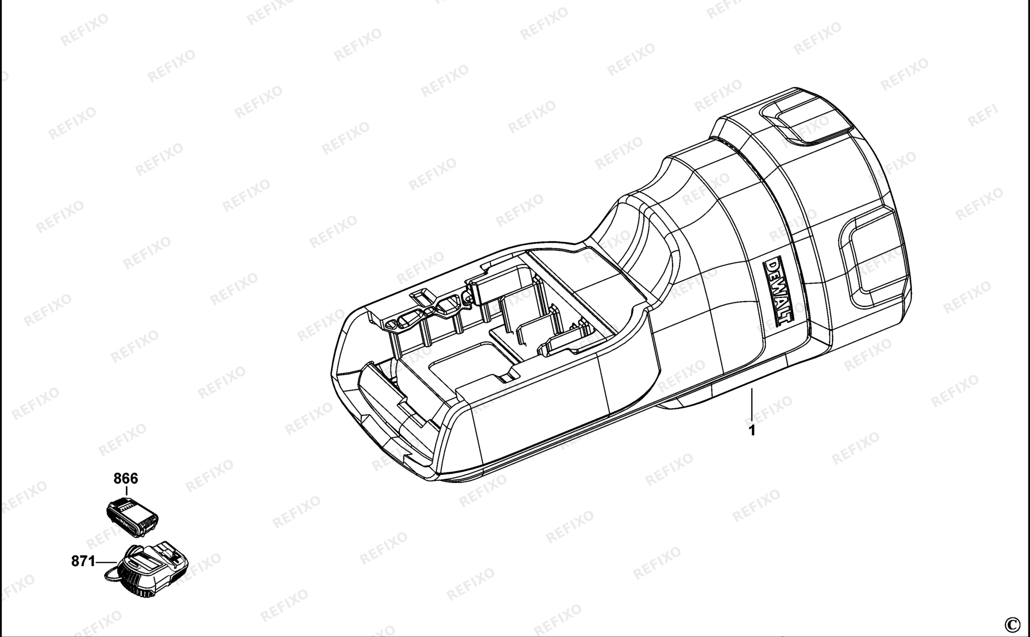 Деталировка DeWalt DCL508N-QW TYPE 1 SCHNURLOS-FACKEL DCL508N-QW DCL508N — схема запчастей в разборе