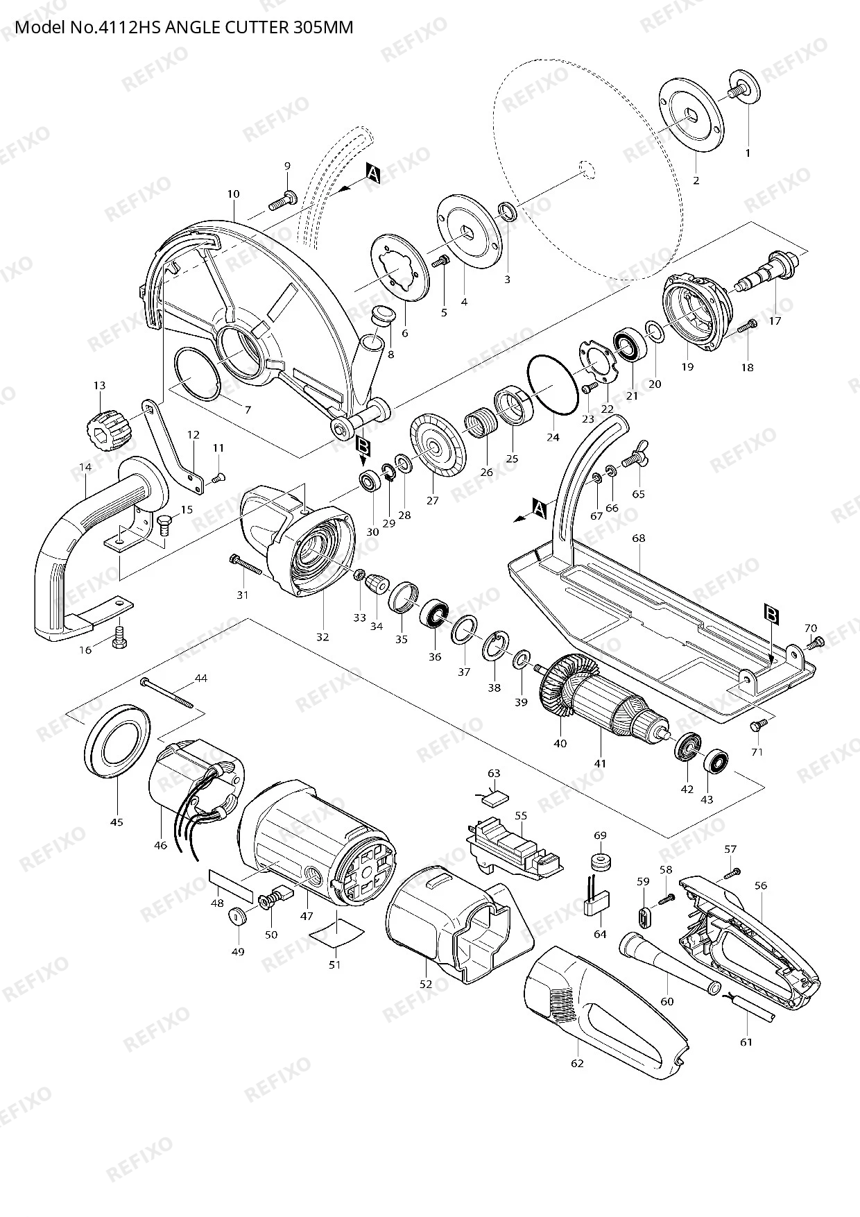 Деталировка MAKITA 4112HS — схема запчастей в разборе