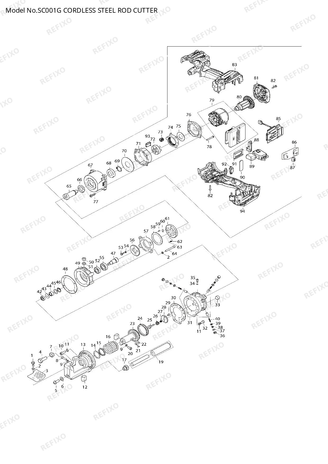 Деталировка MAKITA SC001G — схема запчастей в разборе