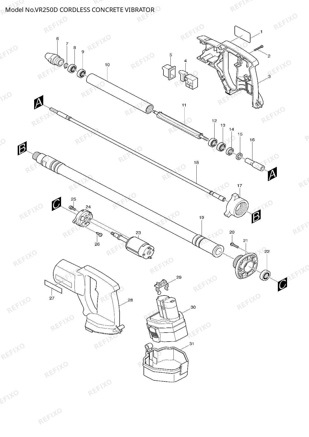 Деталировка MAKITA VR250D — схема запчастей в разборе
