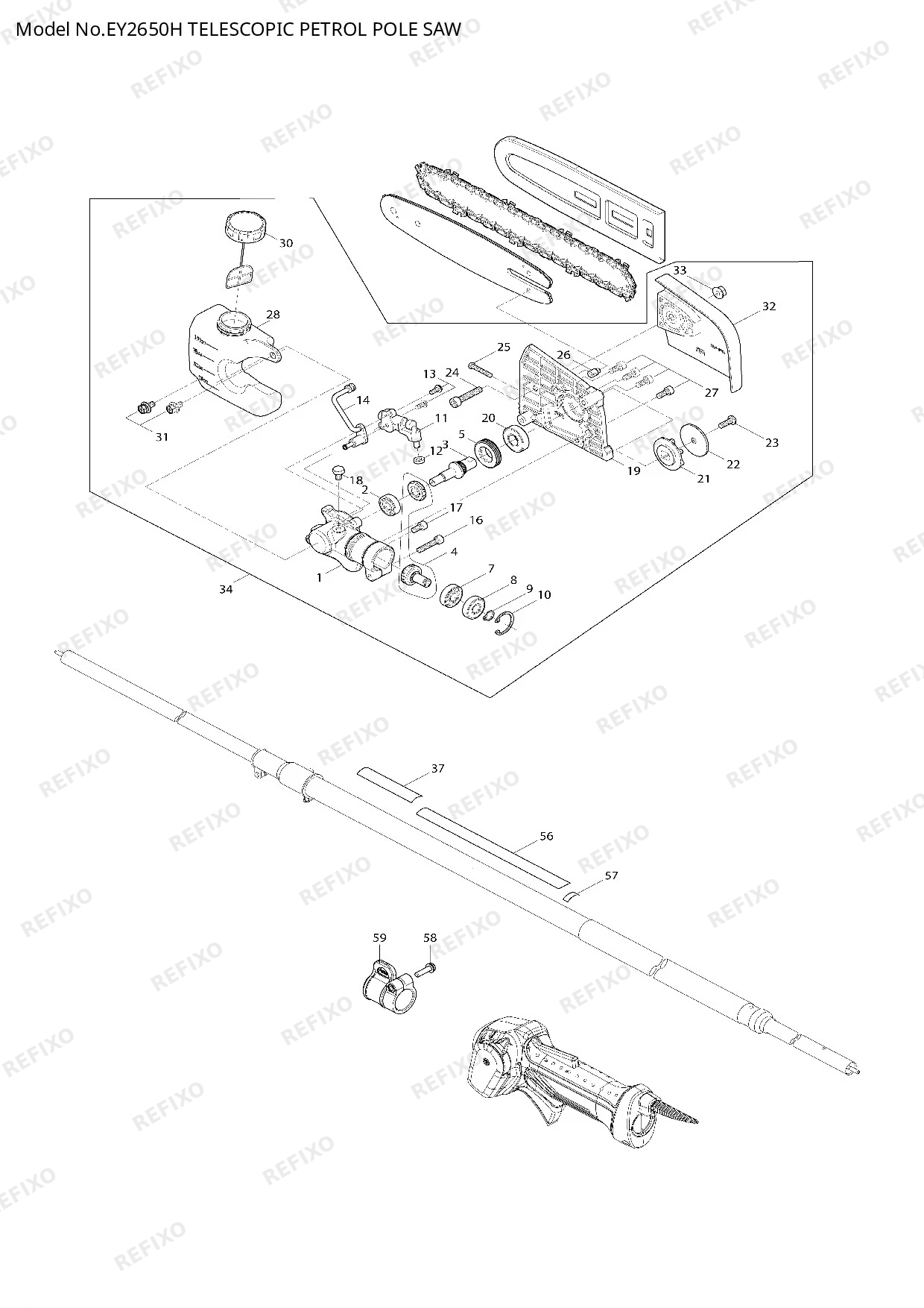 Деталировка MAKITA EY2650H — схема запчастей в разборе